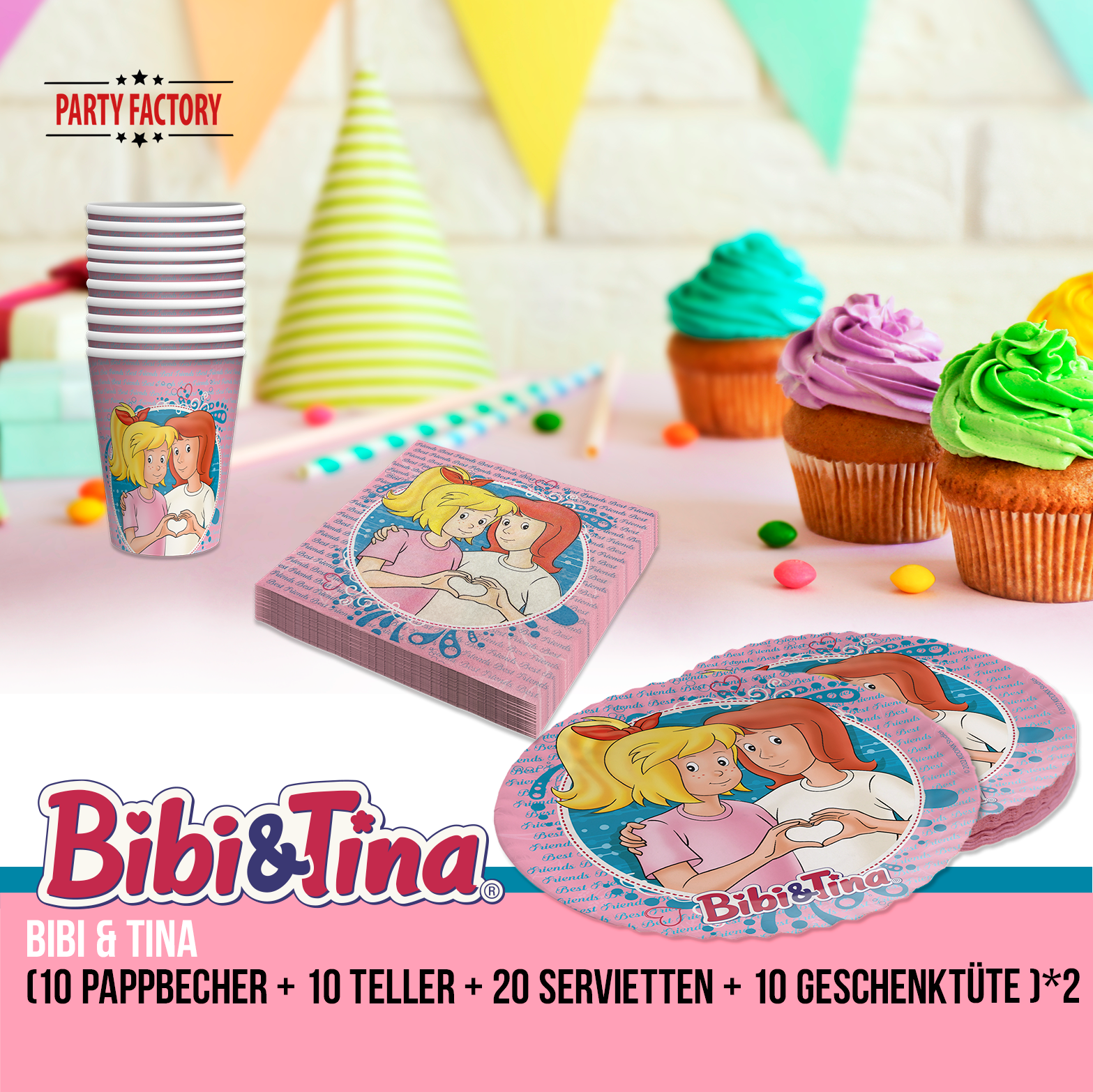 Bibi & Tina 92-tlg. Party Set – Geburtstag Deko mit Servietten Geschenktüten 2