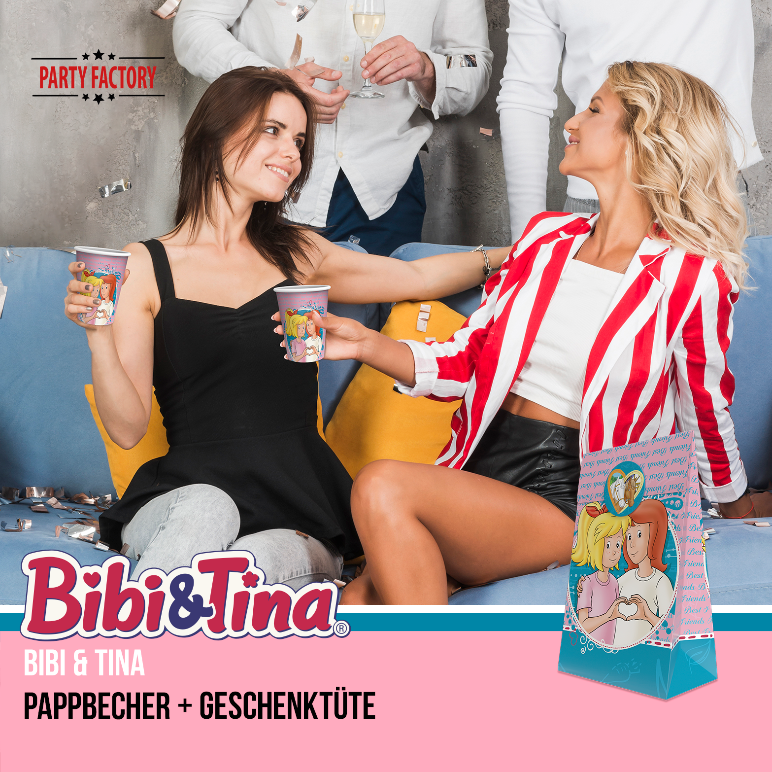 Bibi & Tina 48-tlg. Party Set – Deko Tischdecke Wimpel Geschenktüten 7