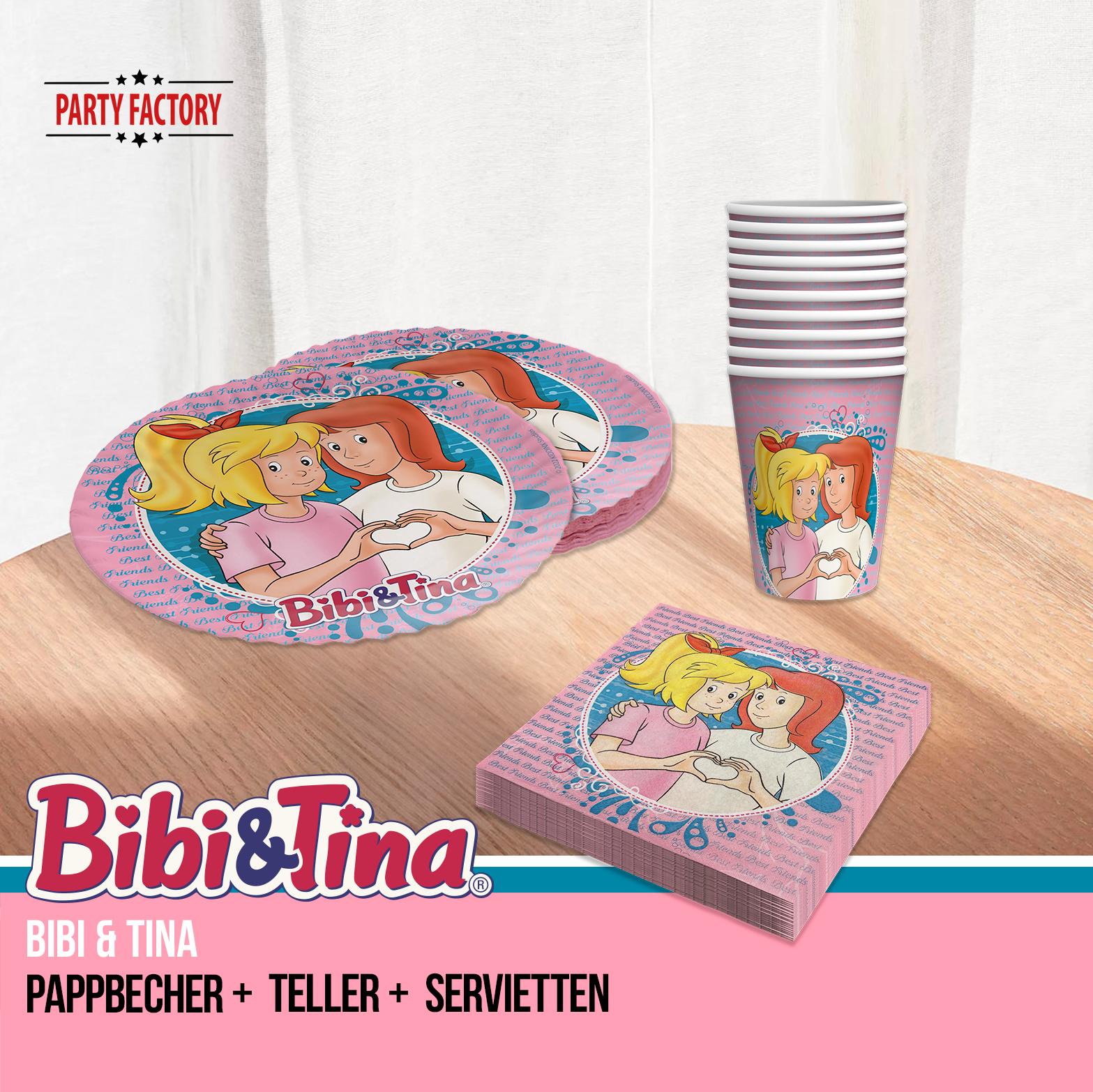 Bibi & Tina 94-tlg. Party Set – Deko Tischdecke Wimpel Geschenktüten 5