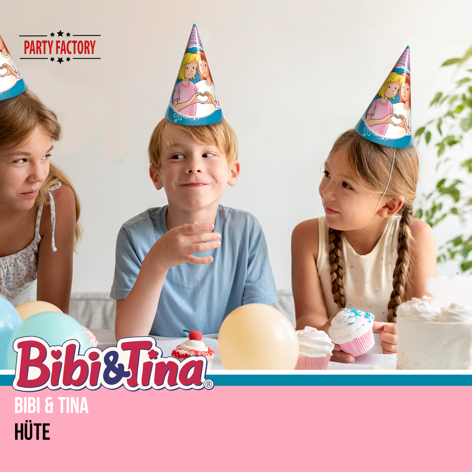 Bibi & Tina 58-tlg. Set – Geburtstag Deko Tischdecke Wimpel Hüte Tüten 7