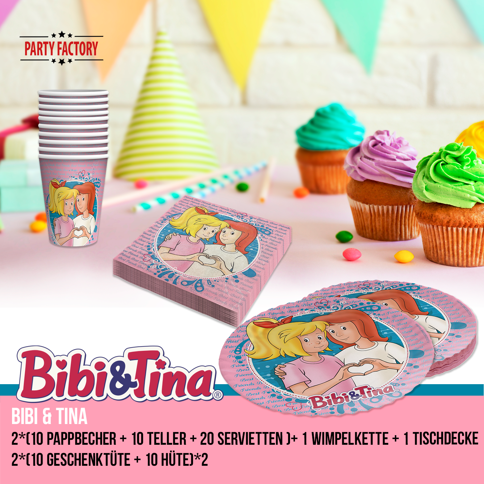 Bibi & Tina 114-tlg. Party Set – Geburtstag Deko Helium Ballons Geschenktüten 2