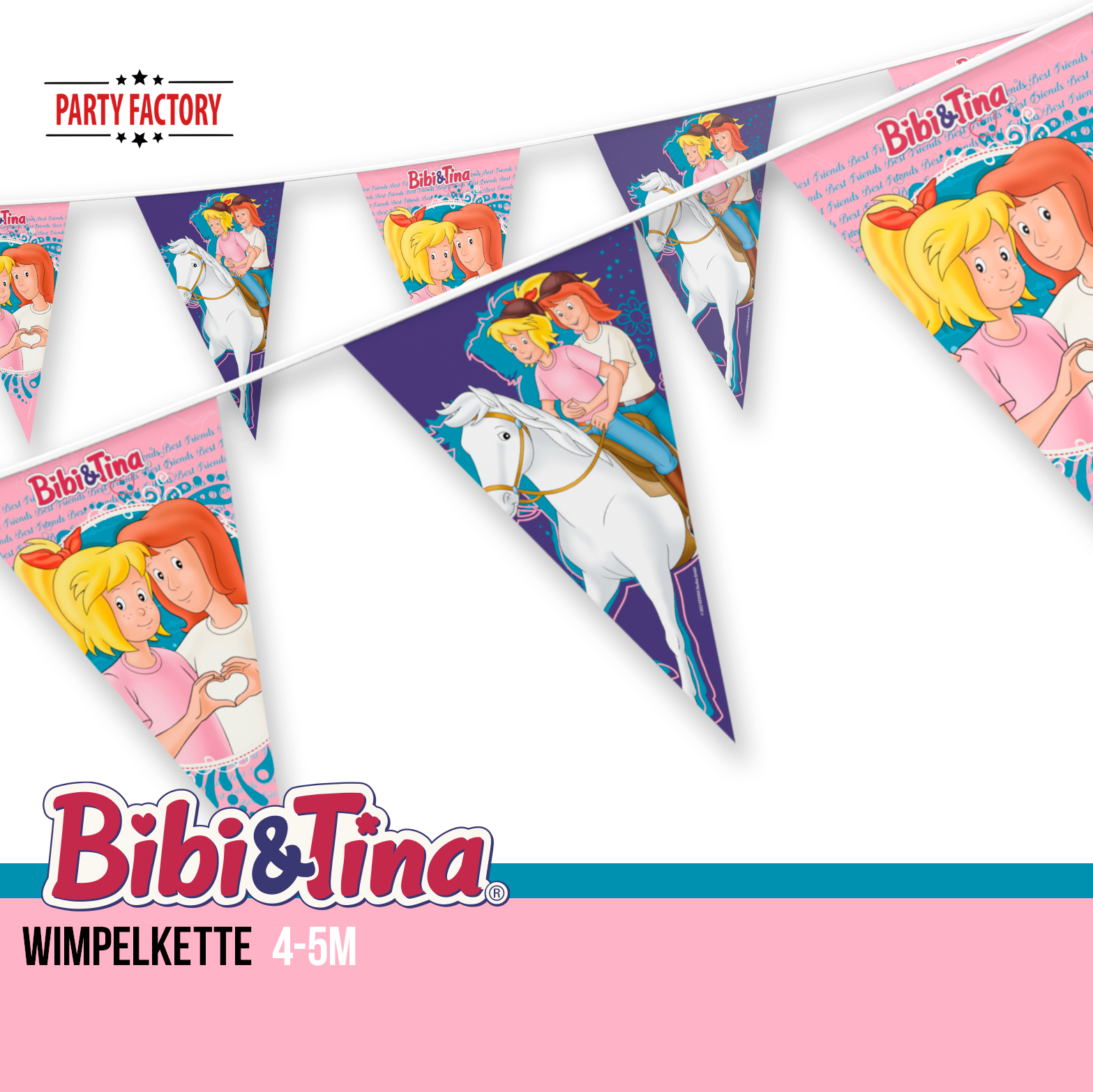 Bibi & Tina 41-tlg. Party Set - 8 Becher 8 Teller 20 Servietten Wimpel Ballons 4