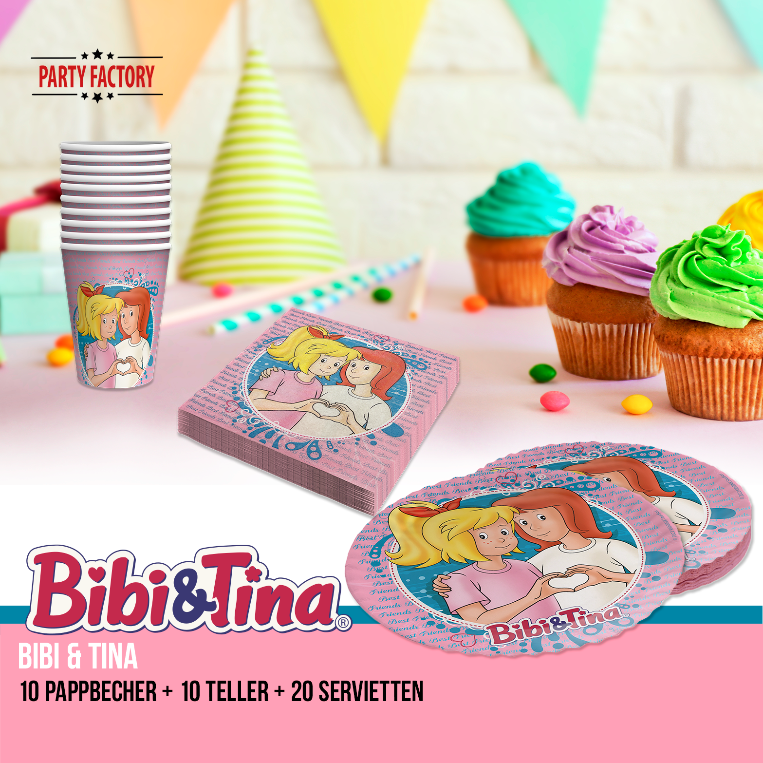 Bibi & Tina 36-tlg Party Set - 8 Becher 8 Teller 20 Servietten Kindergeburtstag 2