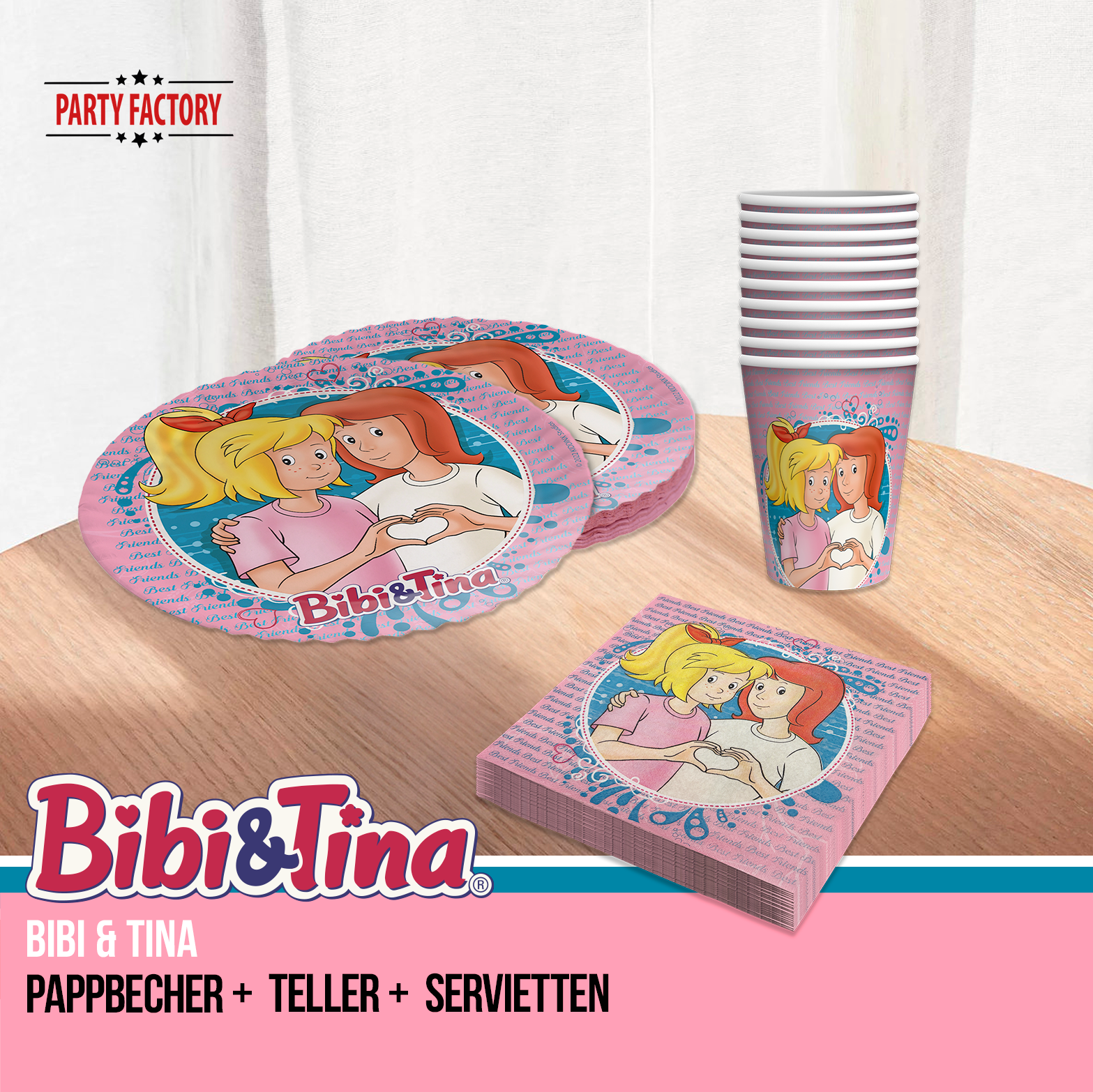 Bibi & Tina 36-tlg Party Set - 8 Becher 8 Teller 20 Servietten Kindergeburtstag 5
