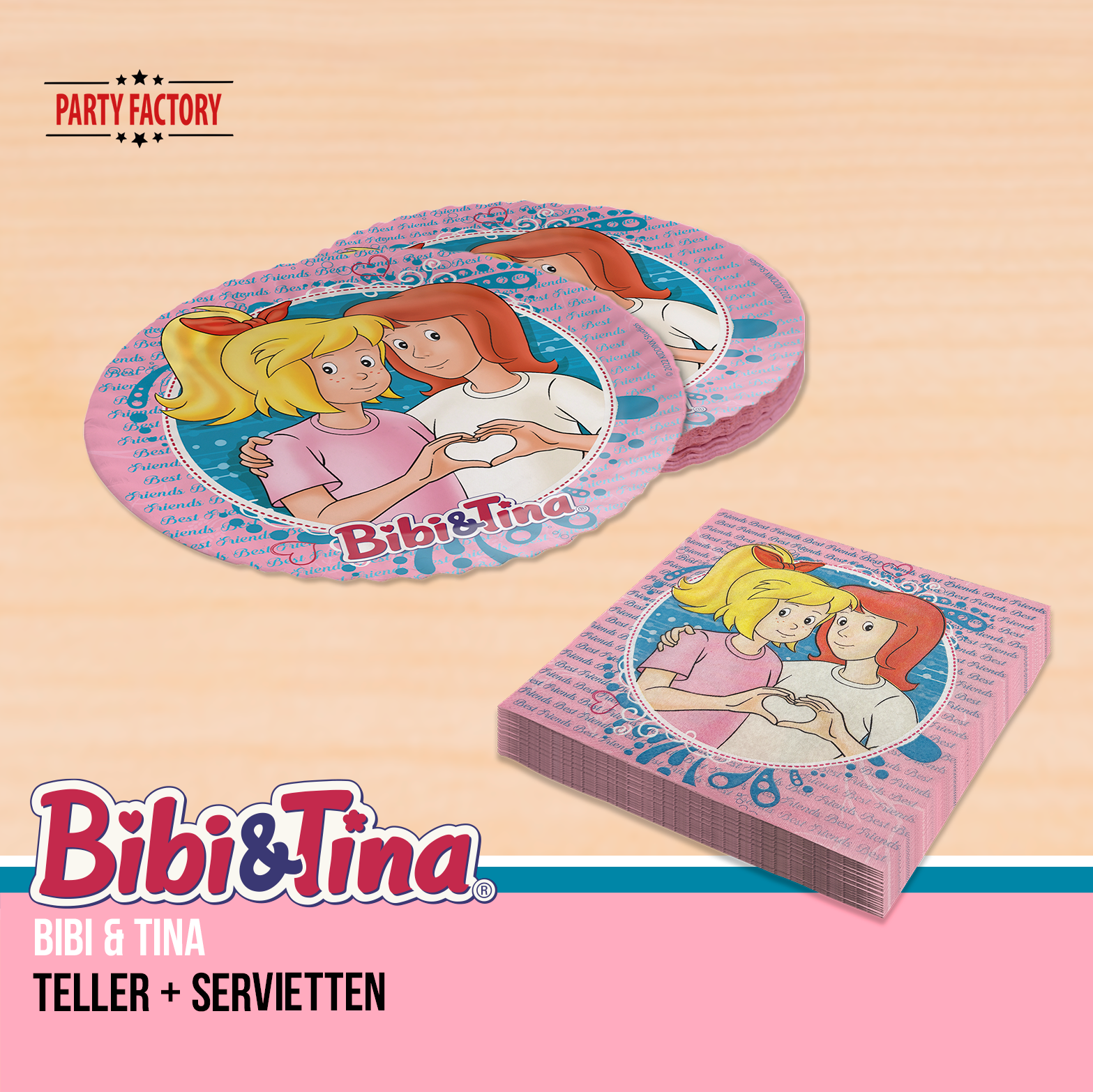 Bibi & Tina 37-tlg. Party Set - 8 Becher 8 Teller 20 Servietten Wimpel 7