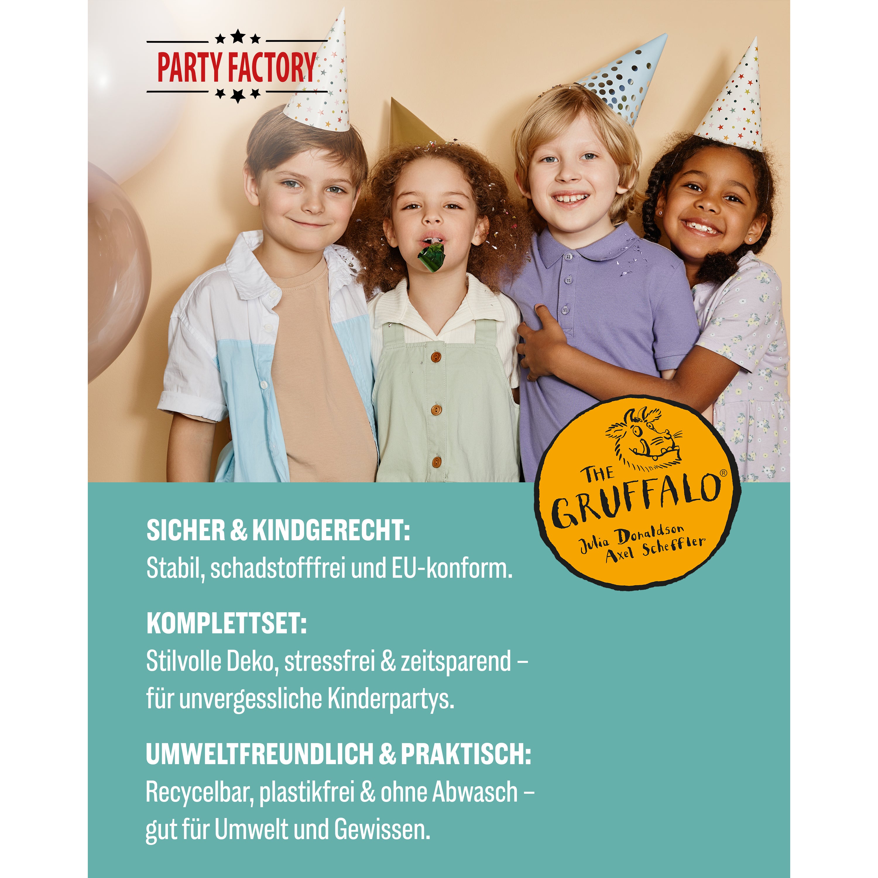 Grüffelo 51-tlg. Party Set – Geburtstag Deko mit Ballons Wimpel Geschenktüten 6