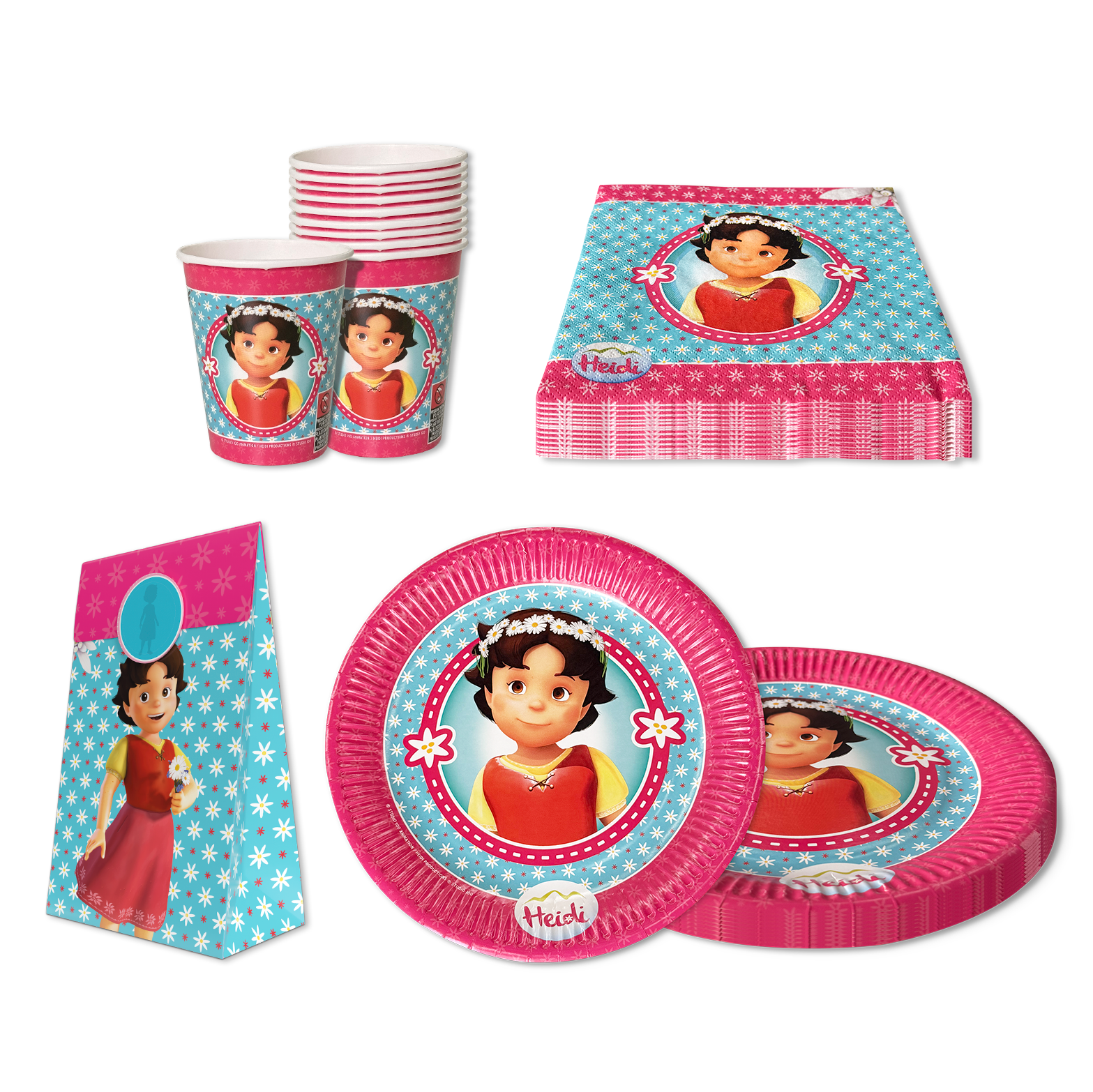 Heidi 52-tlg. Party Set – Kindergeburtstag Deko mit Bechern Tellern Tüten 9