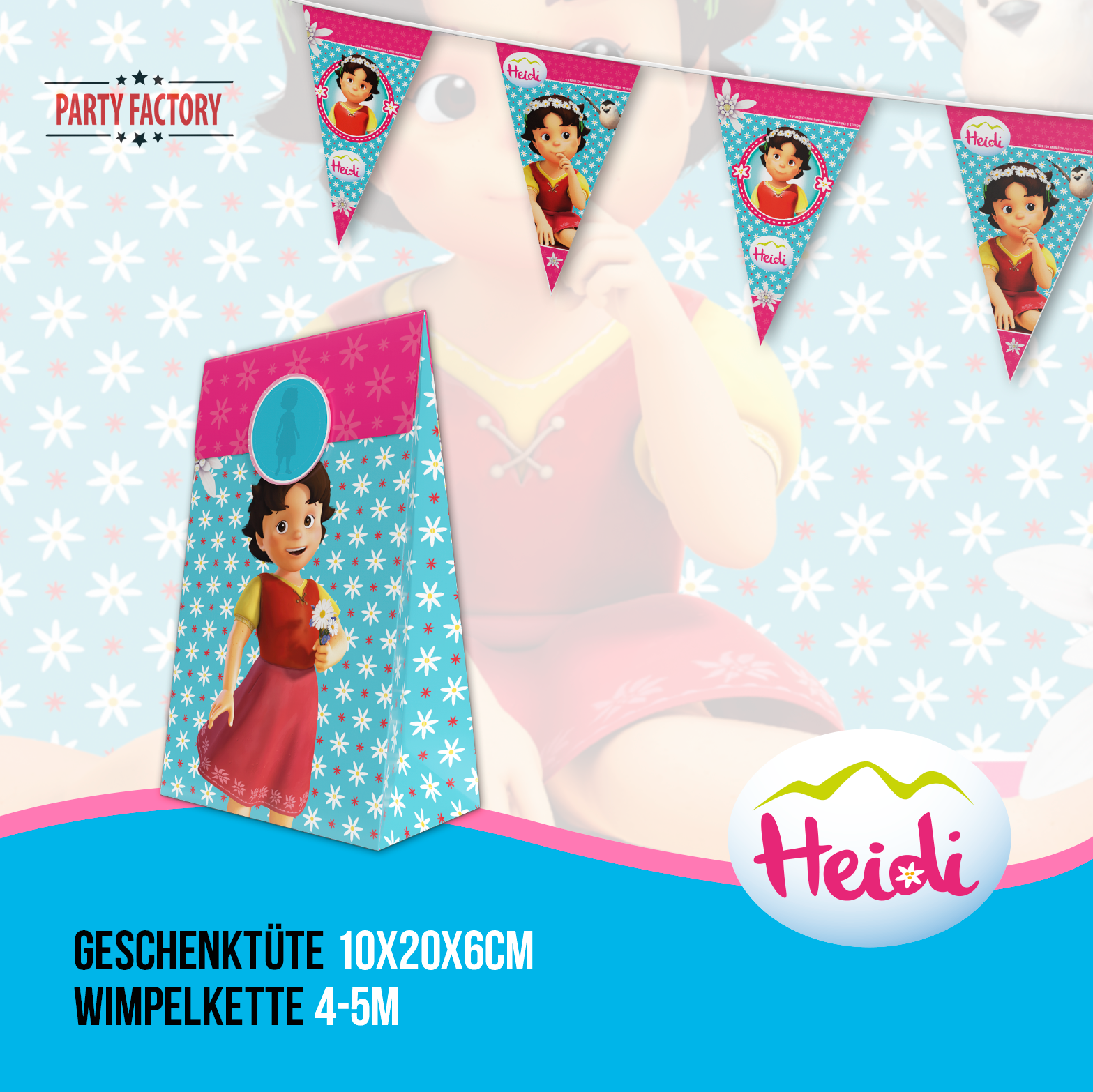 Heidi 51-tlg. Party Set – Kindergeburtstag Deko mit Bechern Tellern Tüten 4