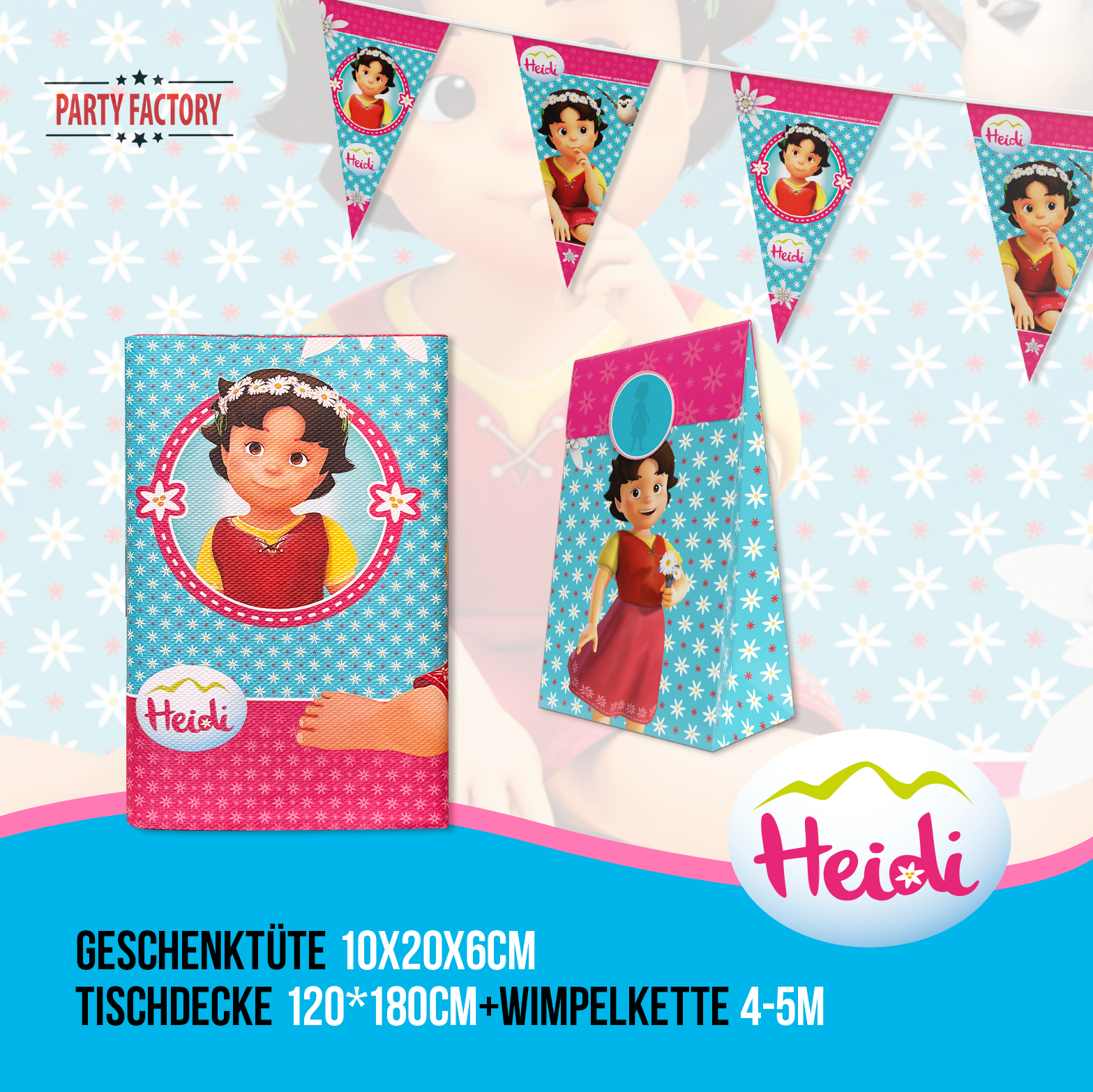 Heidi 102-tlg. Party Set – Kindergeburtstag Deko mit Bechern Tellern Tüten 4
