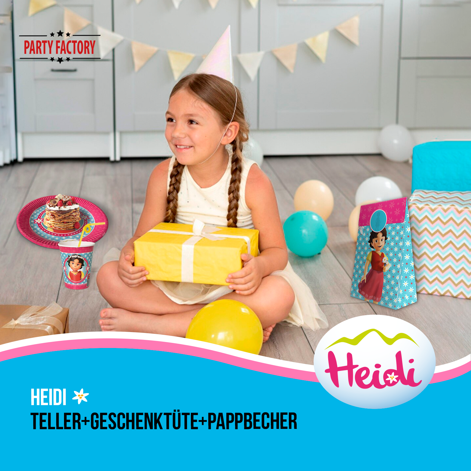 Heidi 102-tlg. Party Set – Kindergeburtstag Deko mit Bechern Tellern Tüten 6