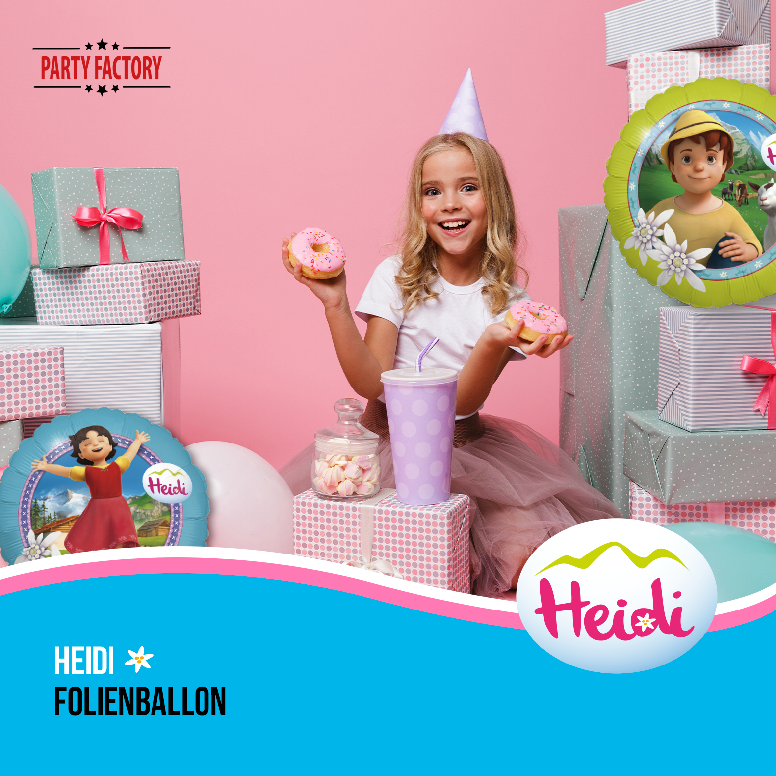 Heidi 45-tlg. Party Set – Kindergeburtstag Deko mit Folienballons Wimpel 5