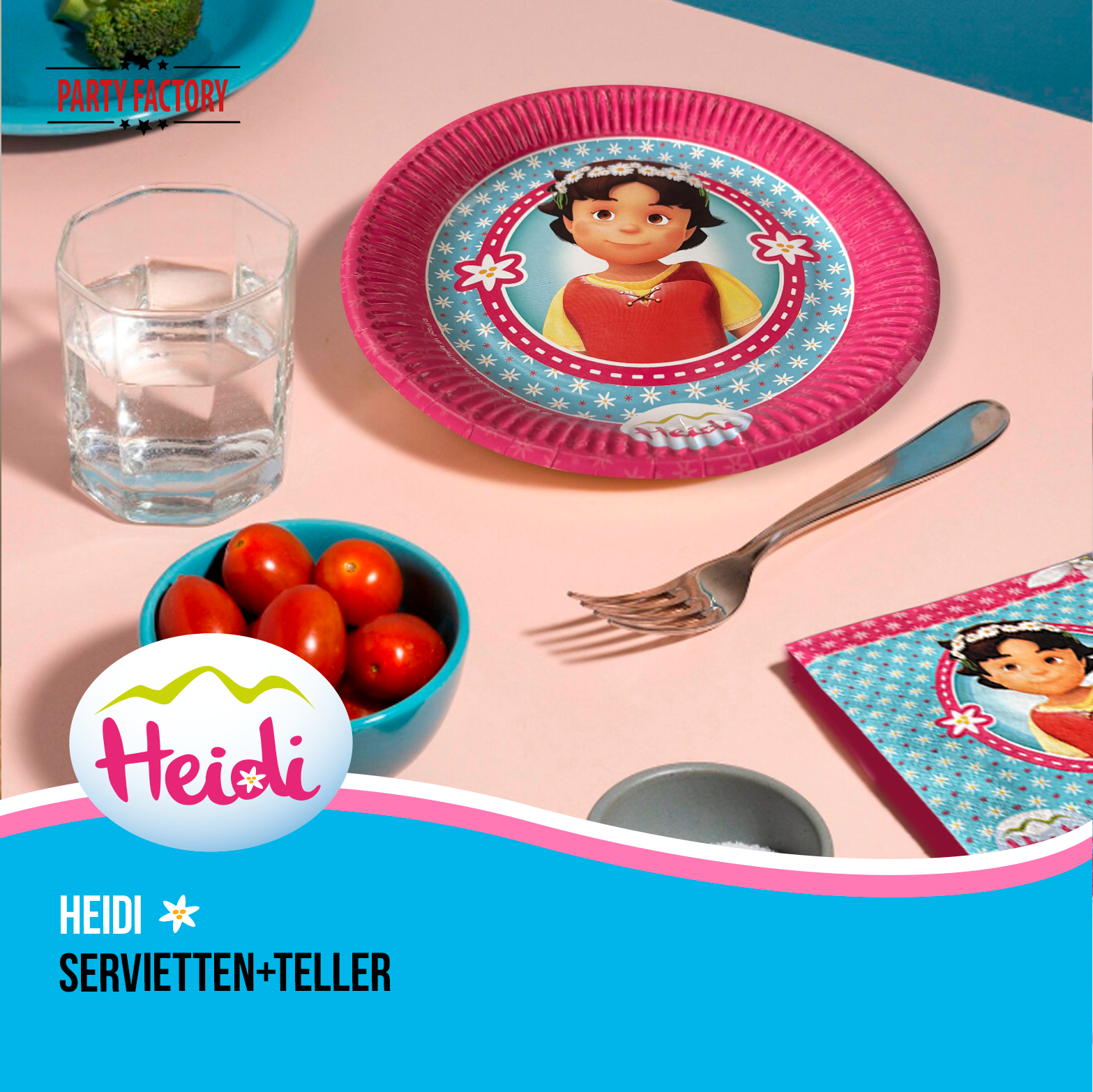 Heidi 80-tlg. Party Set – Kindergeburtstag Deko mit Bechern Tellern Servietten 7