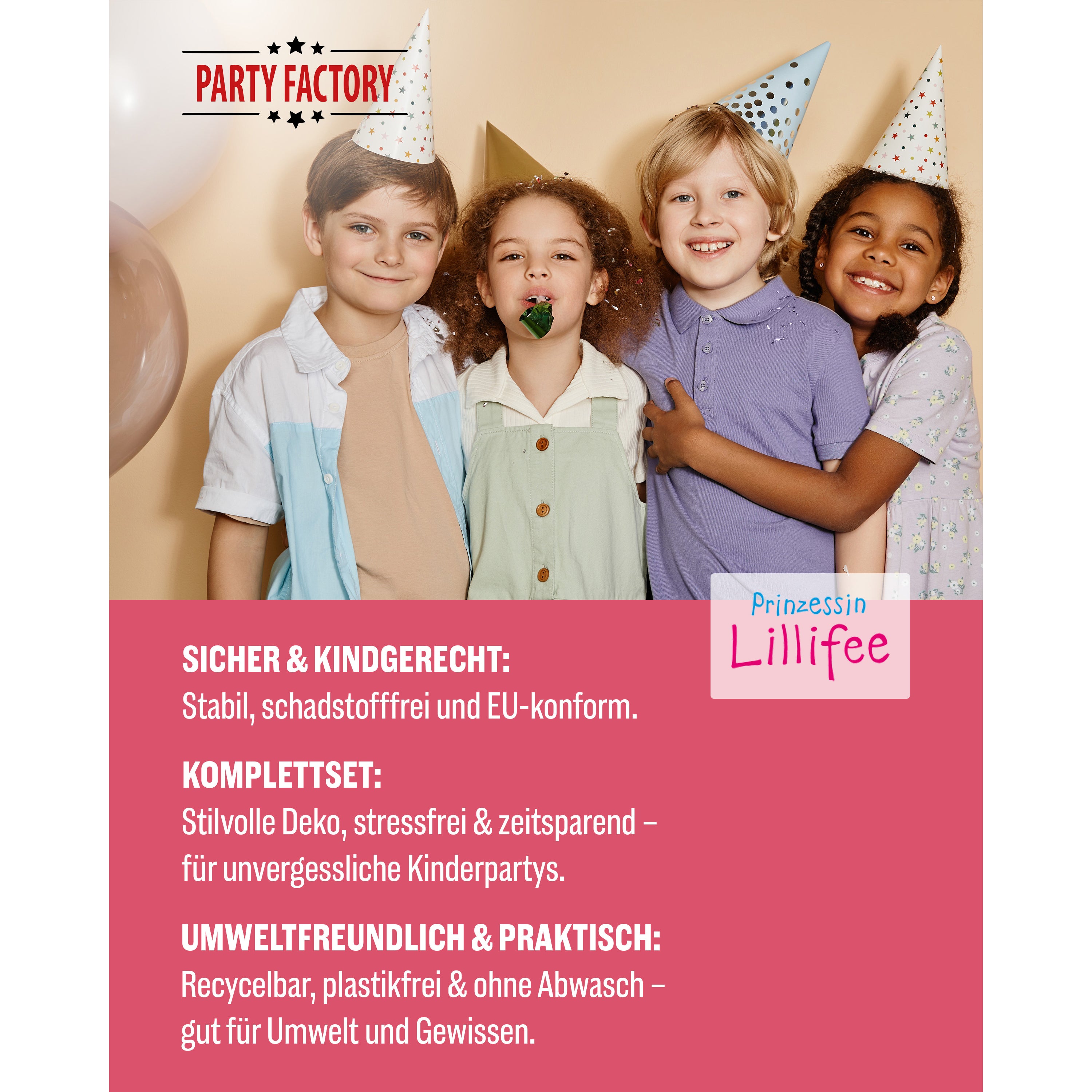 Prinzessin Lilifee 37-tlg. Party Set – Deko mit Wimpel Servietten 6