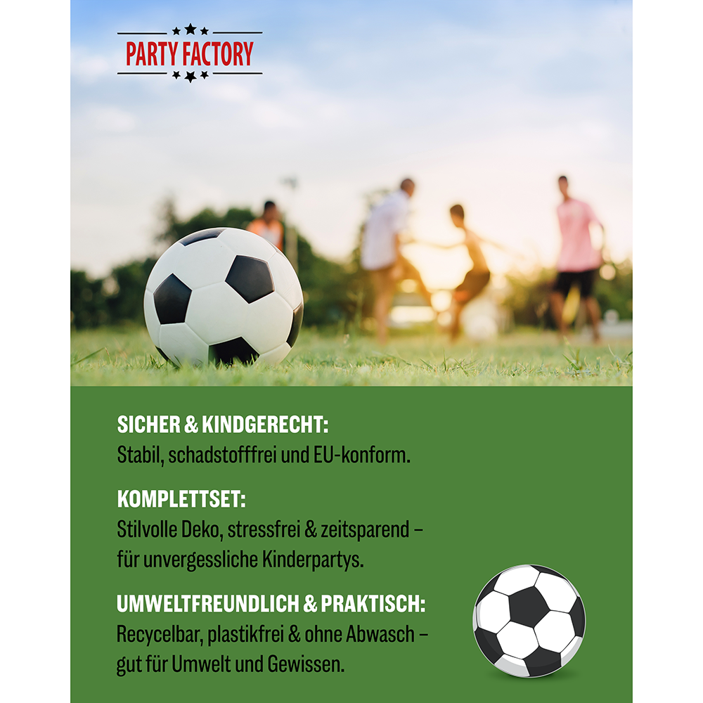 Fussball Goal 3-teiliges Party-Set mit 16 Papptellern, 16 Pappbechern und 40 Servietten 5