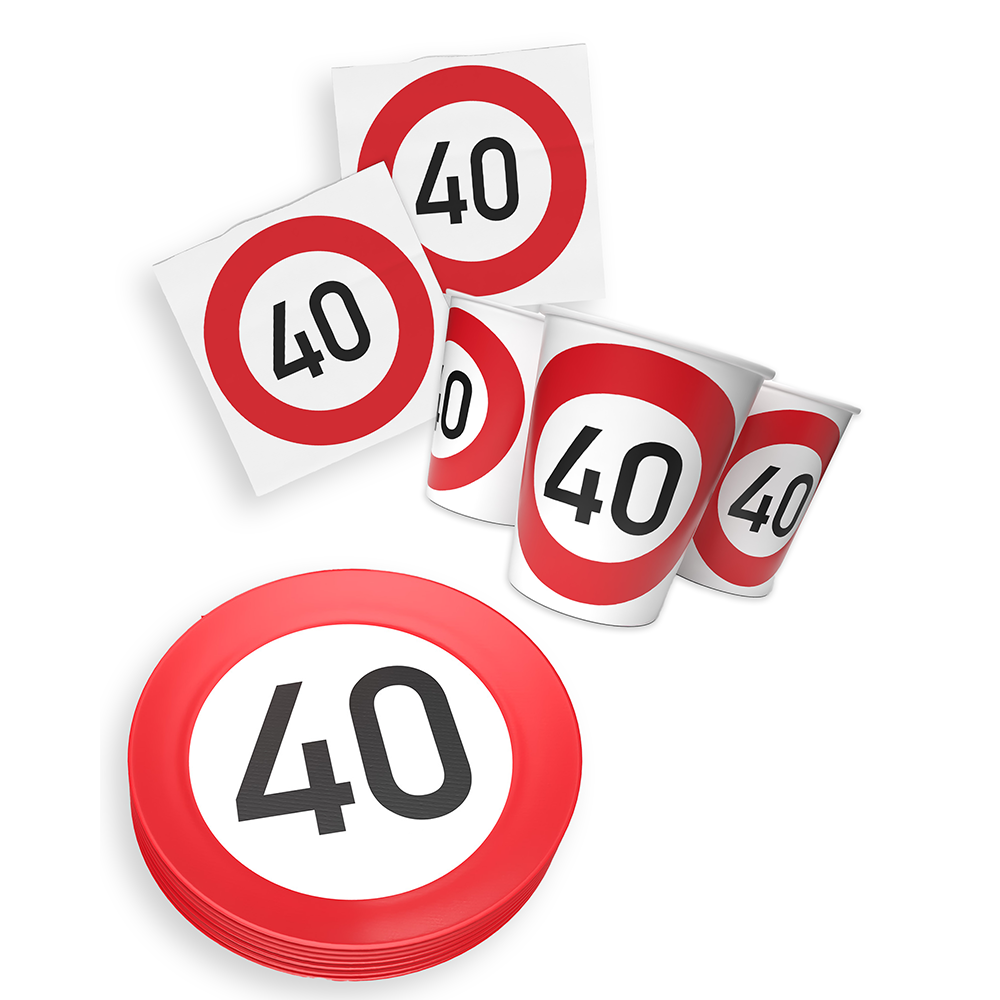 Happy Birthday 40 3-teiliges Party-Set mit 16 Papptellern, 16 Pappbechern und 40 Servietten 7