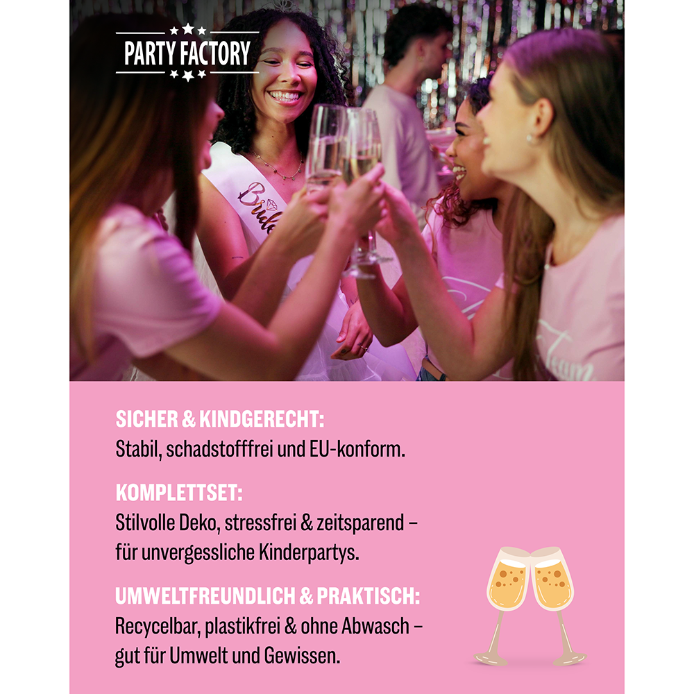 Bachelorette Bling Bling 3-teiliges Party-Set mit 16 Papptellern, 16 Pappbechern und 40 Servietten 5