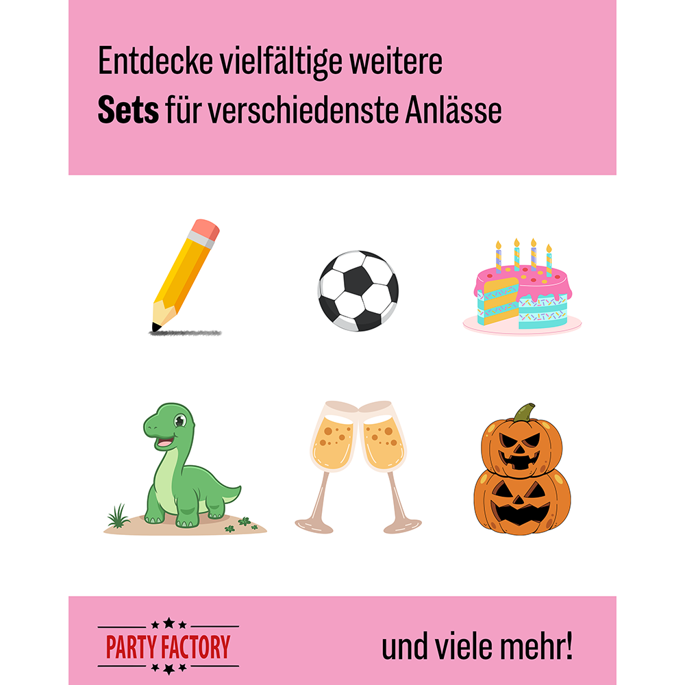 Bachelorette Bling Bling, 6-teiliges Partyset, 8 Pappteller, 8 Pappbecher, 20 Servietten, 1 Wimpelkette, 10 Geschenktüten, 10 Folienballons 7