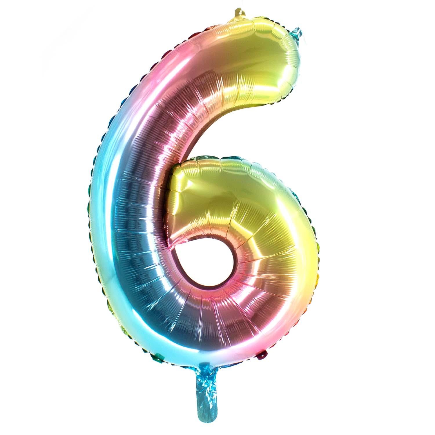 Folienballons Zahlenballon Regenbogen 100 cm Zahl 0 bis 9 glänzend 11