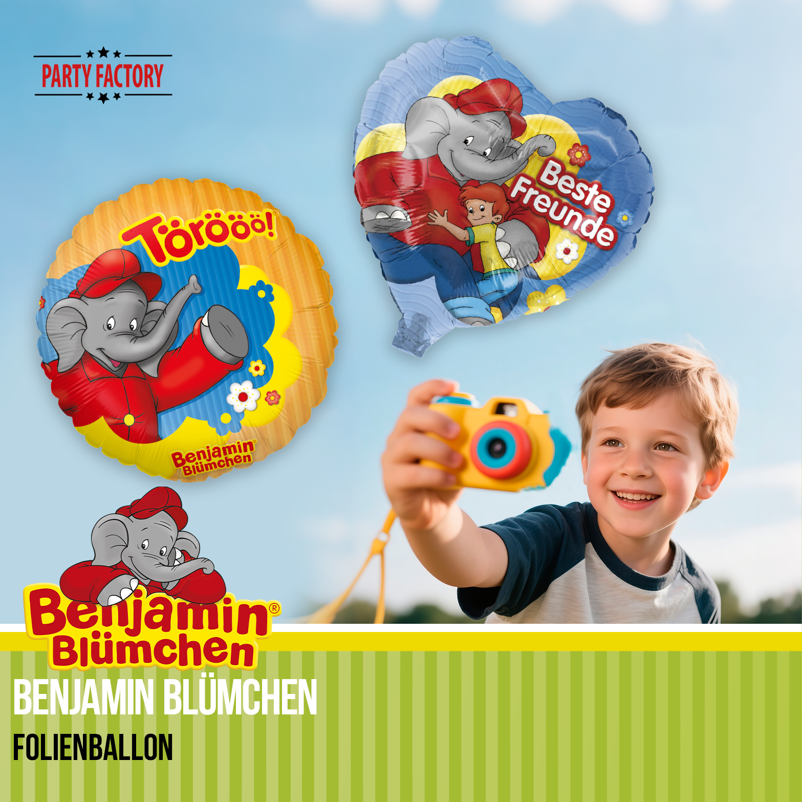 Benjamin Blümchen Partyset 61-tlg – Teller, Becher, Servietten, Ballons & Tüten 6