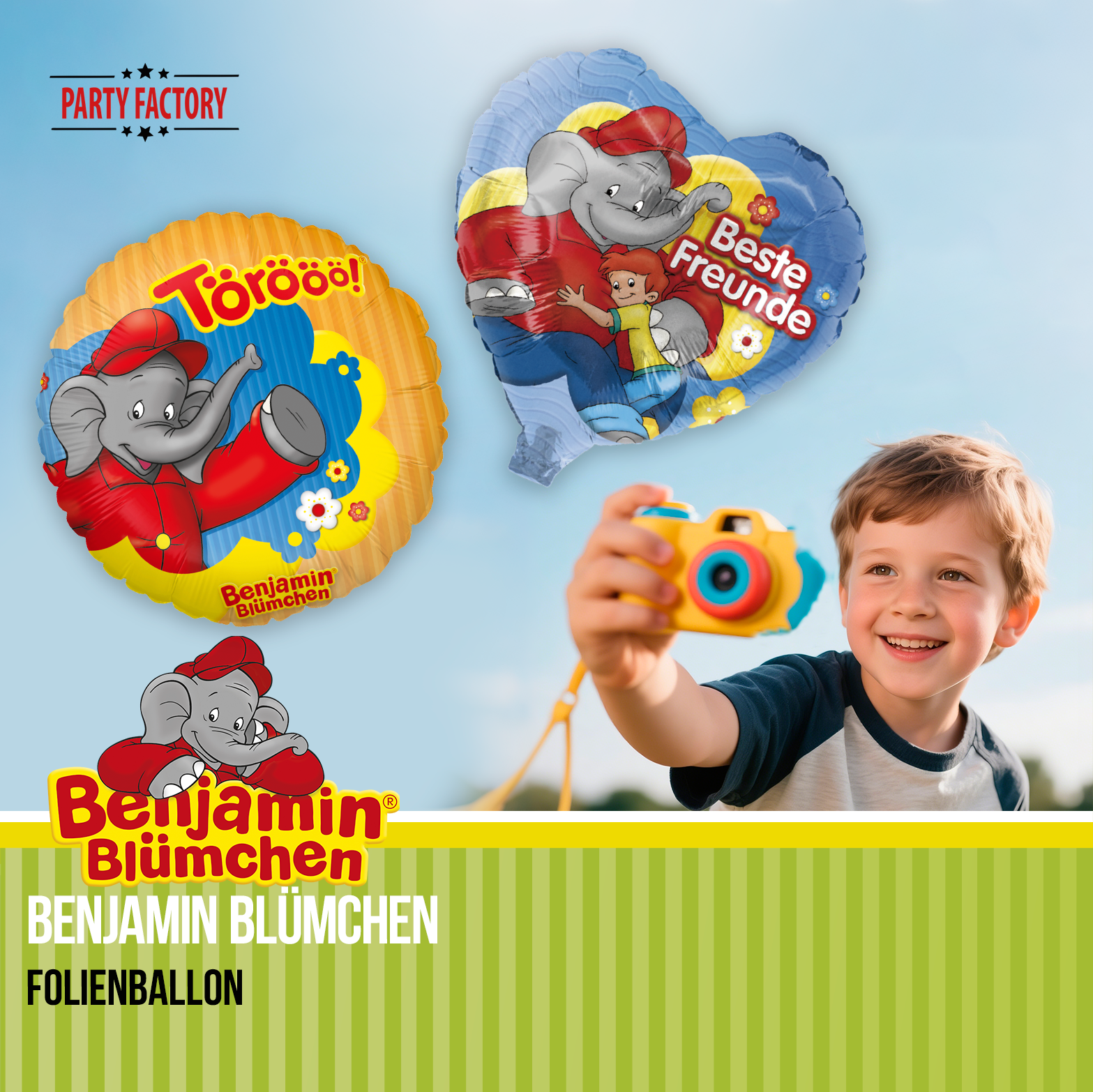Benjamin Blümchen Partyset 55-tlg – Geschirr, Servietten, Wimpel, Folienballons & Tüten 6