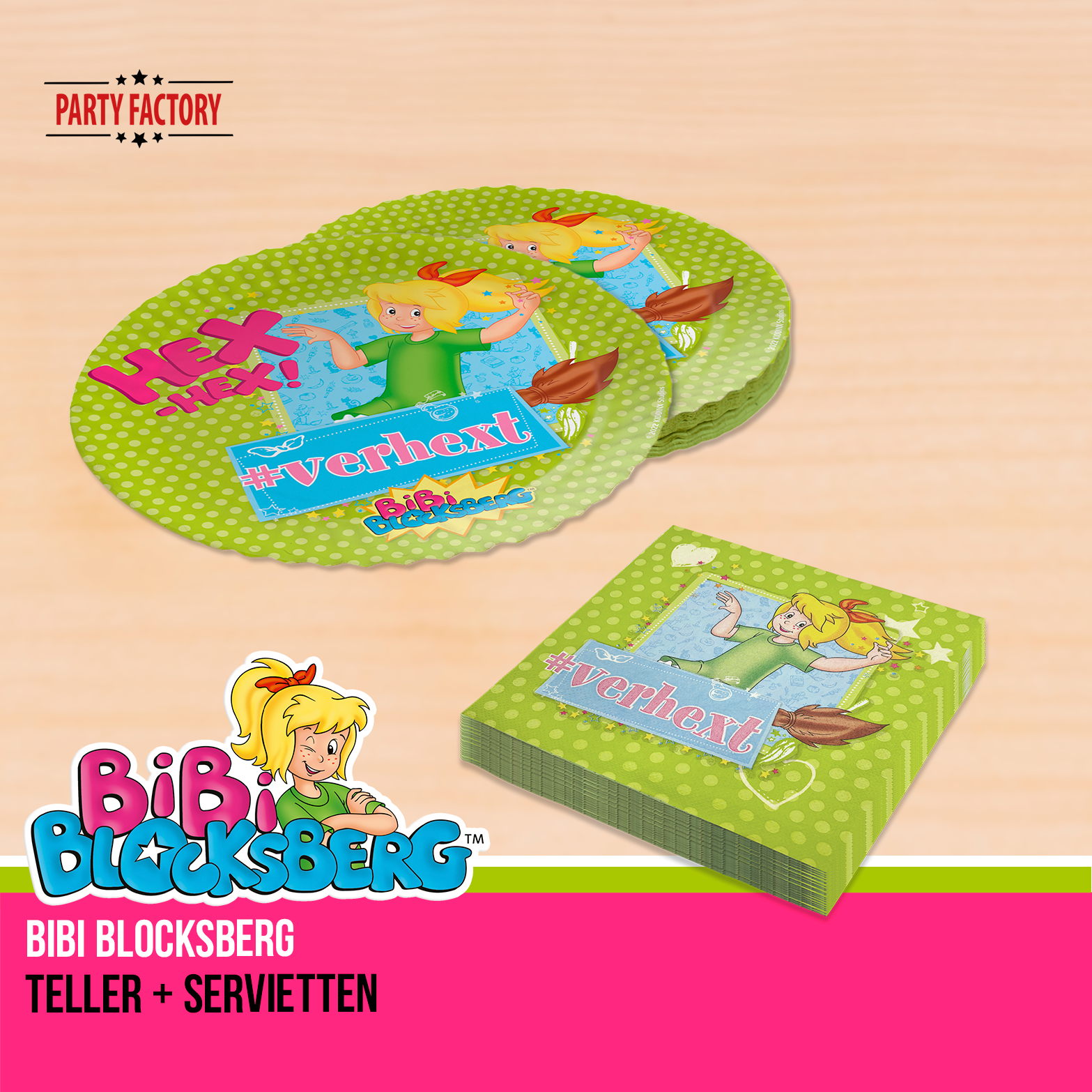 Bibi Blocksberg Partyset 52-tlg – Geschirr, Servietten, Wimpel, Tischdecke & Partyhüte 6