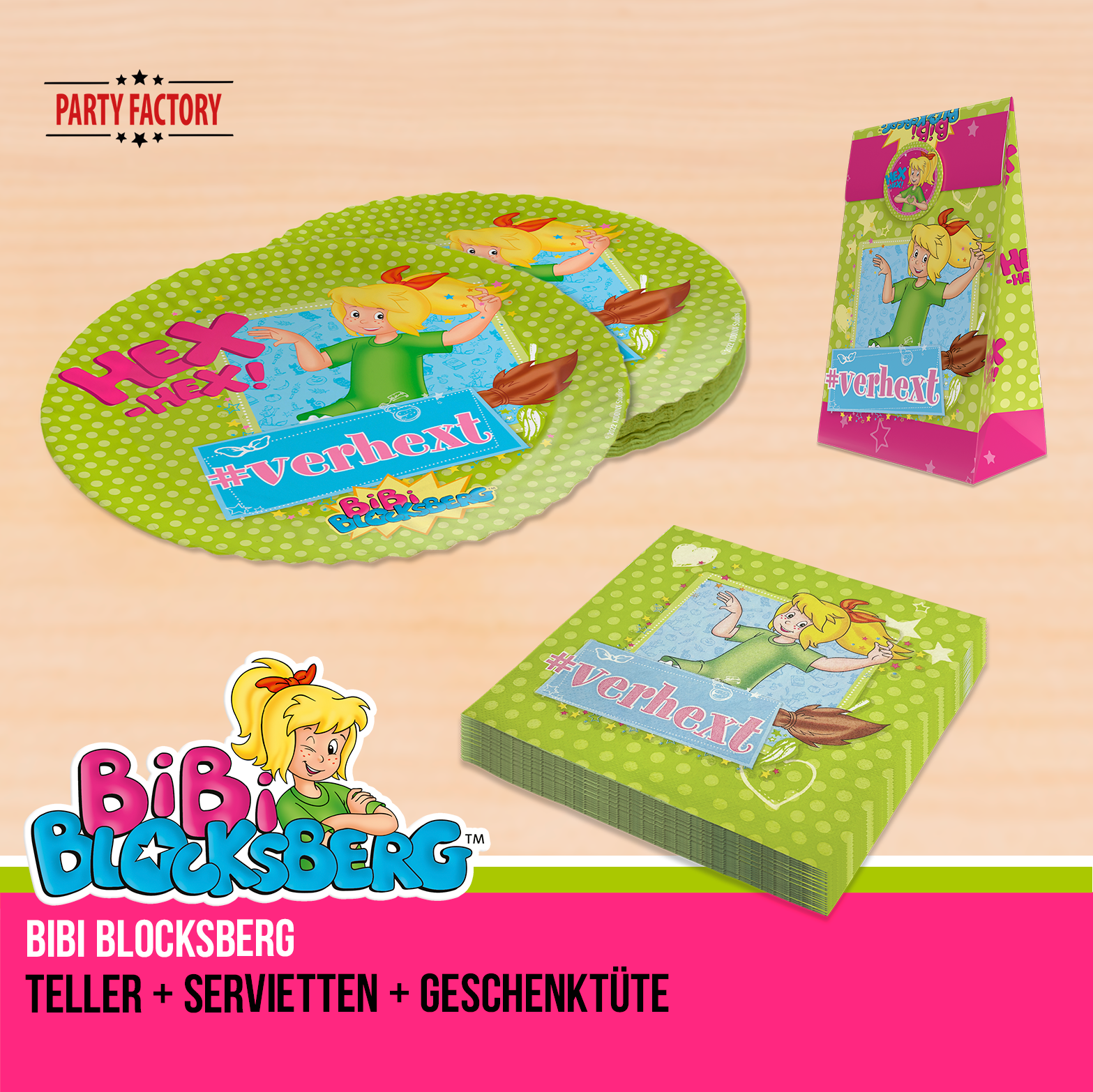 Bibi Blocksberg Partyset 51-tlg – Geschirr, Servietten, Wimpel & Geschenktüten 6