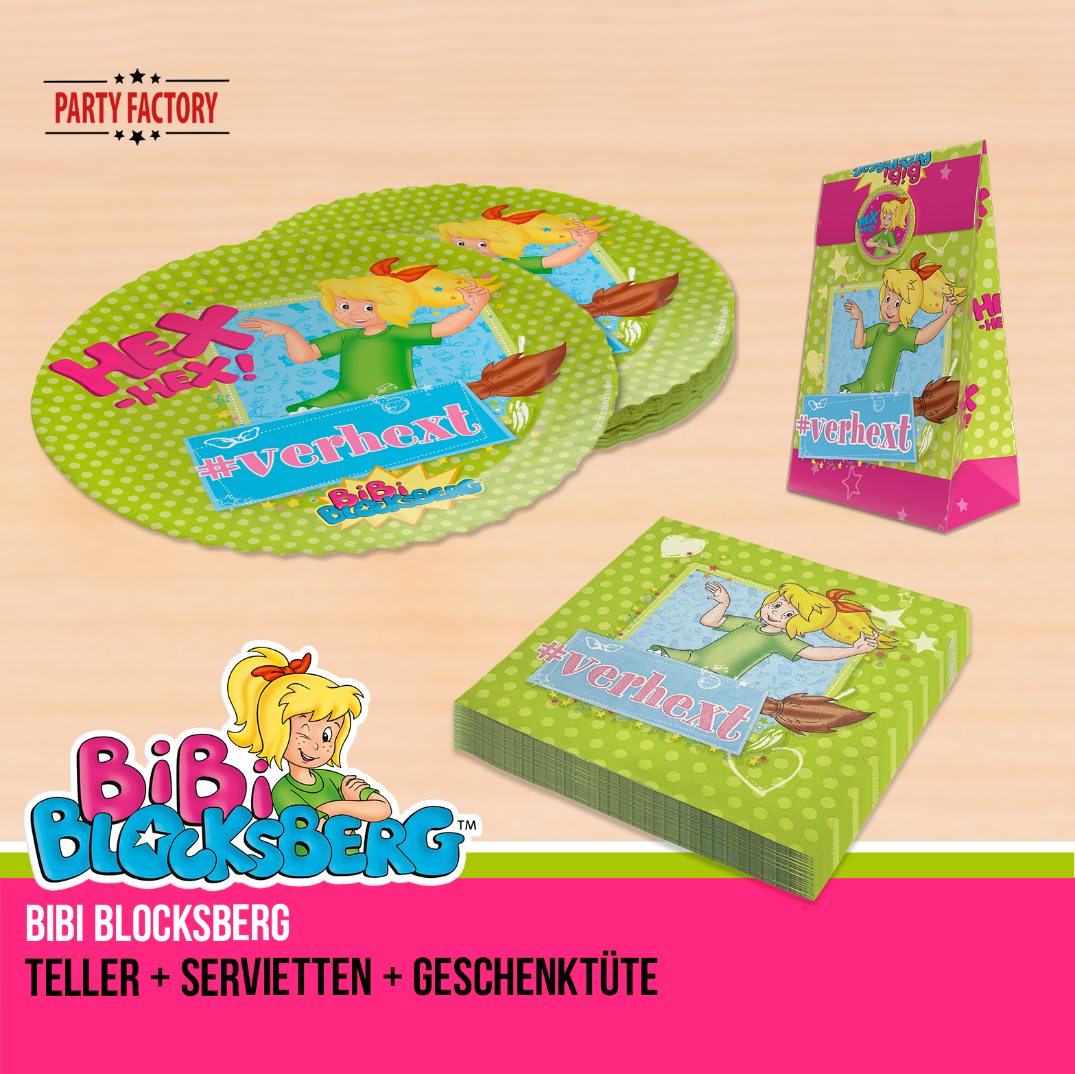 Bibi Blocksberg Partyset 102-tlg – Geschirr, Servietten, Tischdeko & 20 Tüten 6