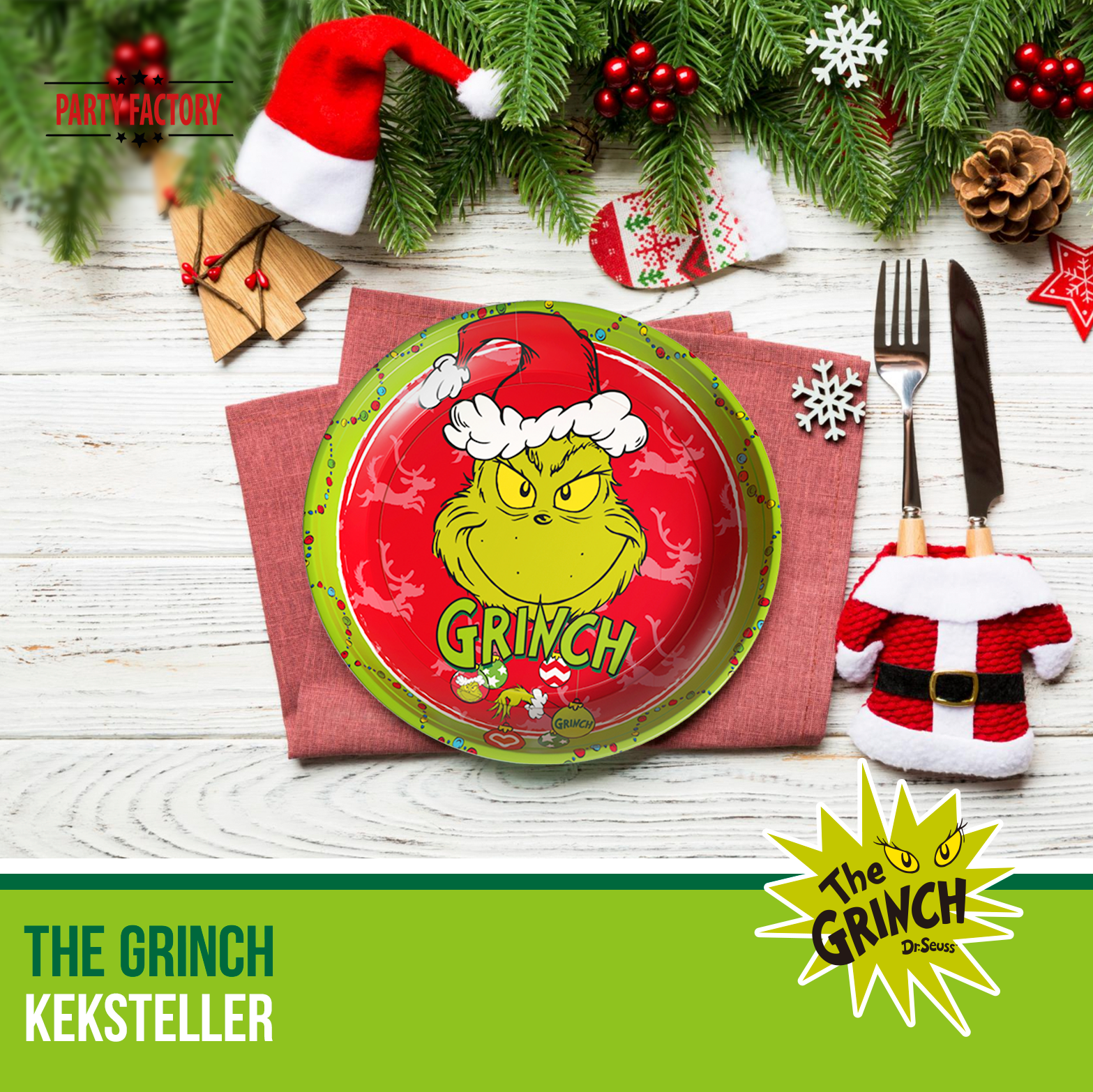 The Grinch Keksteller Grün Rot – 2-tlg Set für Plätzchen & Weihnachten 6