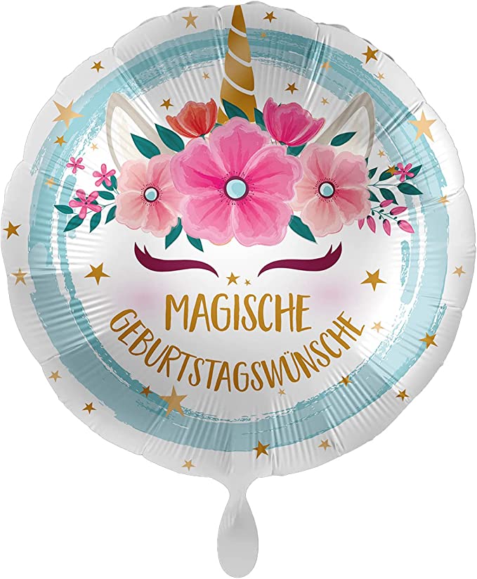 Folienballon Einhorn Boho Style - Magische Geburtstagswünsche - Ø 43cm