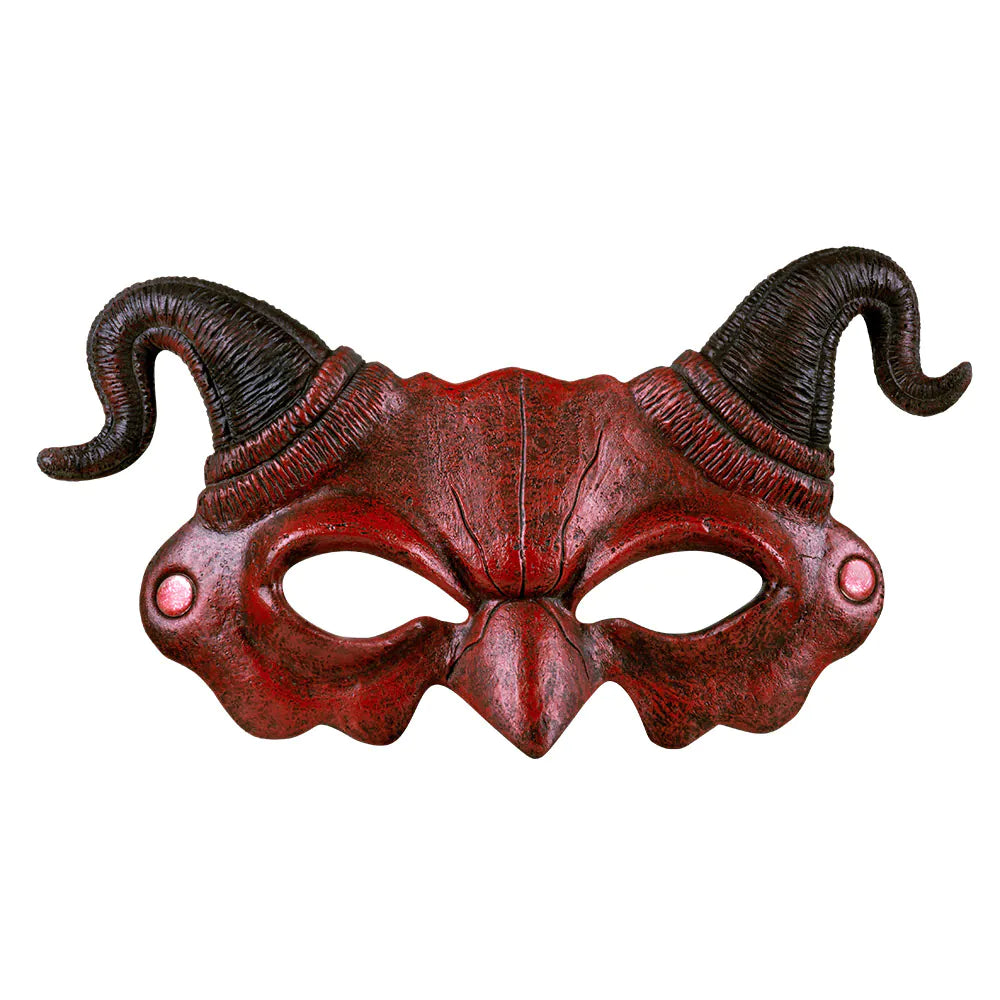 Schaum Halbmaske Dämon rot mit Hörnern – Halloween & Karneval Maske 3