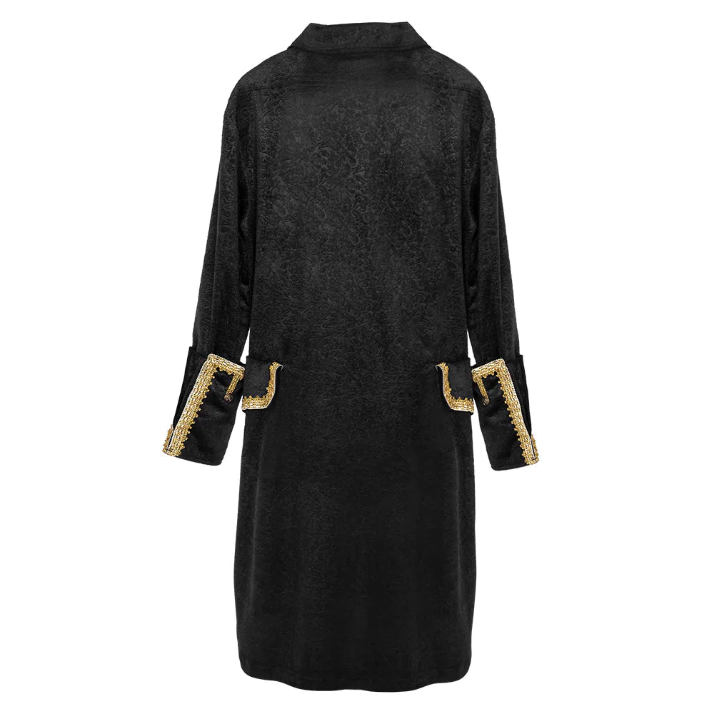 Piratenjacke für Herren Größe M,L,XL,XXL schwarzer Piratenmantel mit Goldborte 6