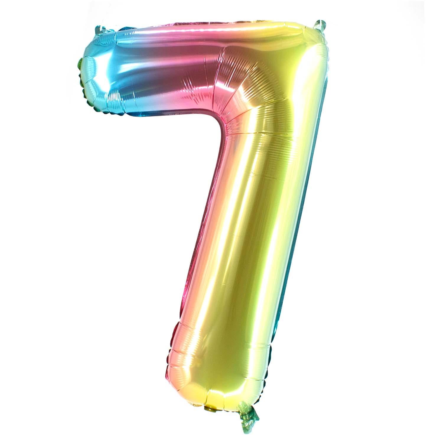 Folienballons Zahlenballon Regenbogen 100 cm Zahl 0 bis 9 glänzend 12