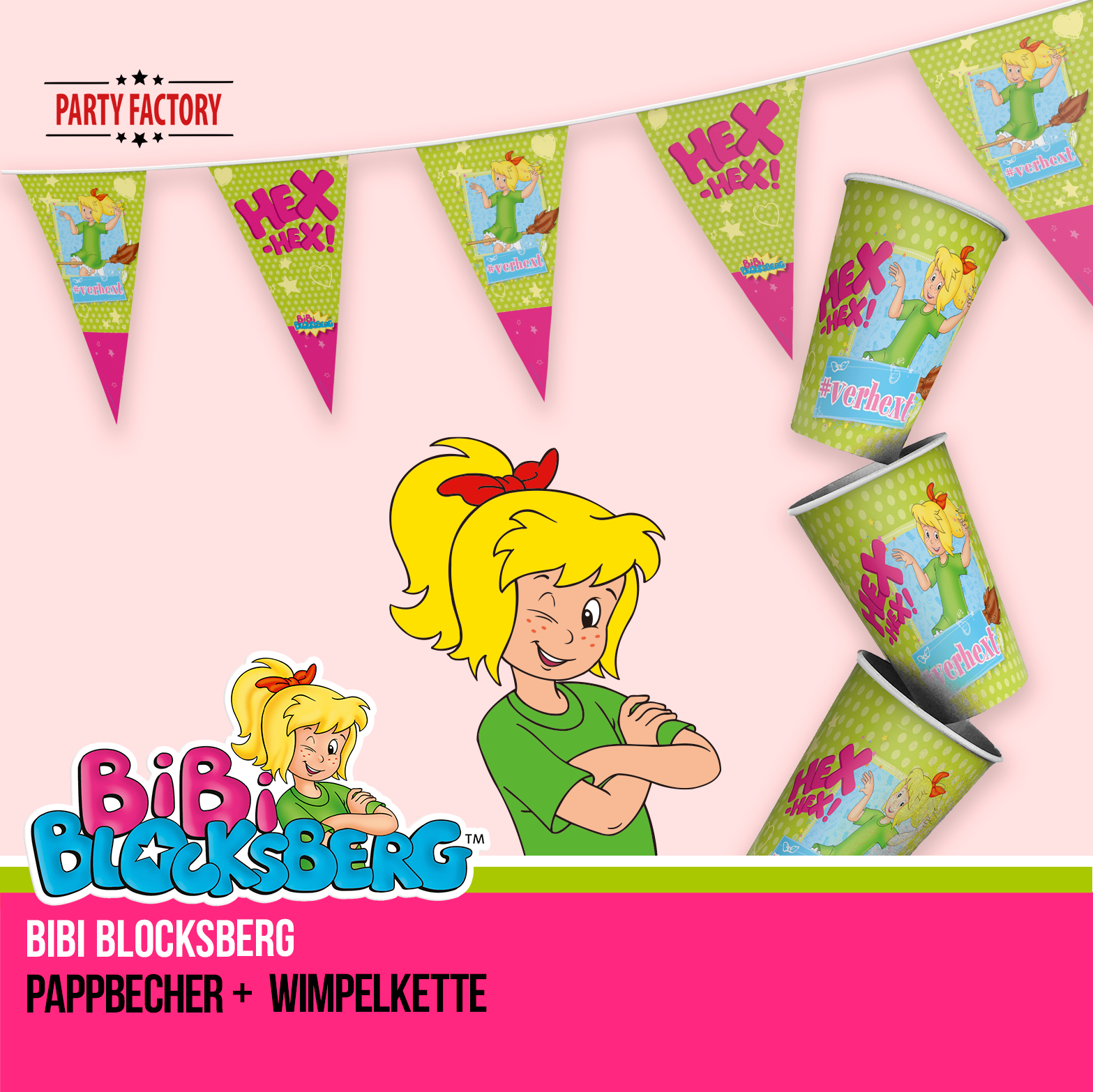 Bibi Blocksberg Partyset 41-teilig – Becher, Teller, Servietten & Wimpel 7