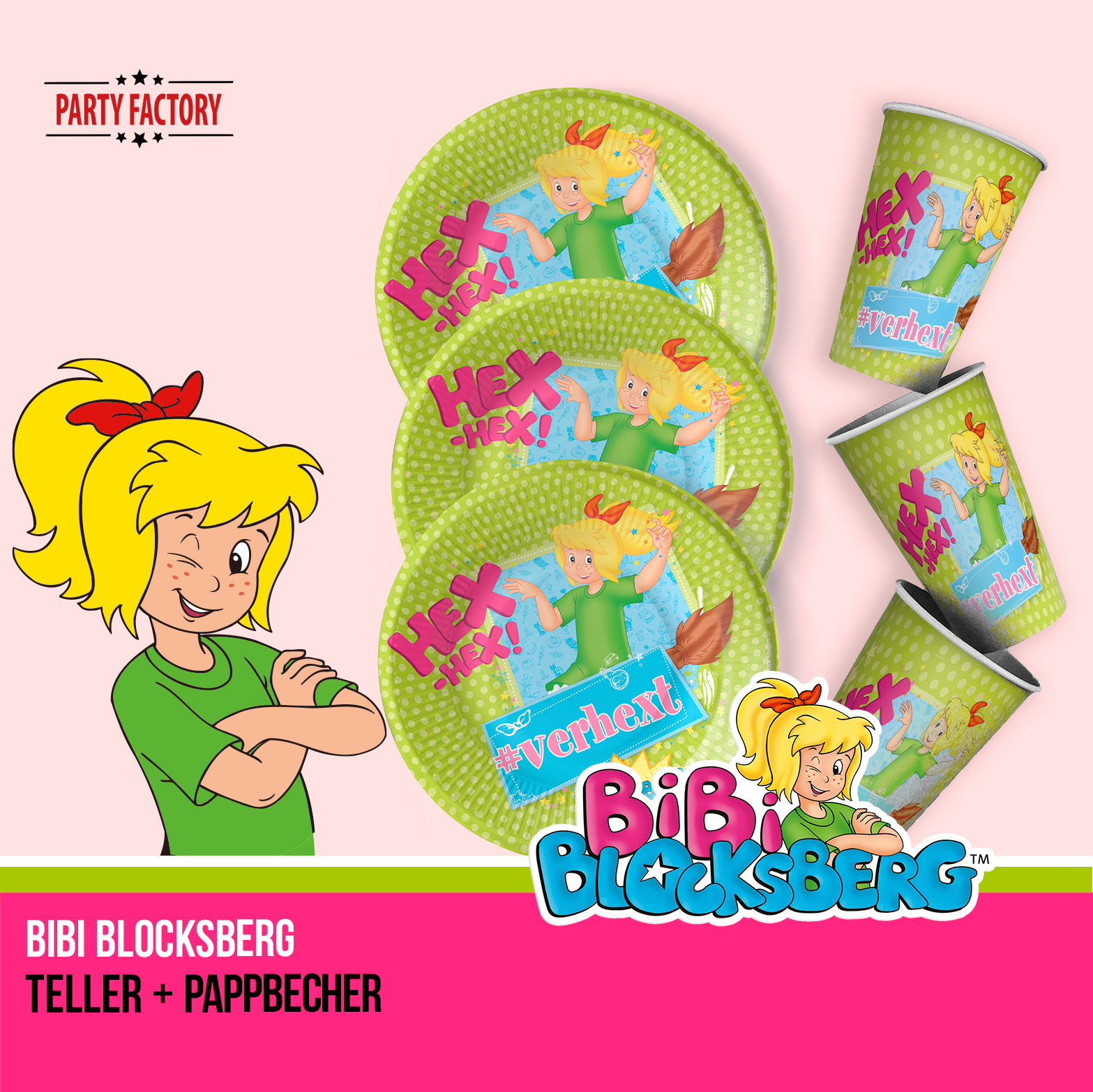 Bibi Blocksberg Partyset 42-tlg – Teller, Becher, Servietten, Tischdecke, Deko 7