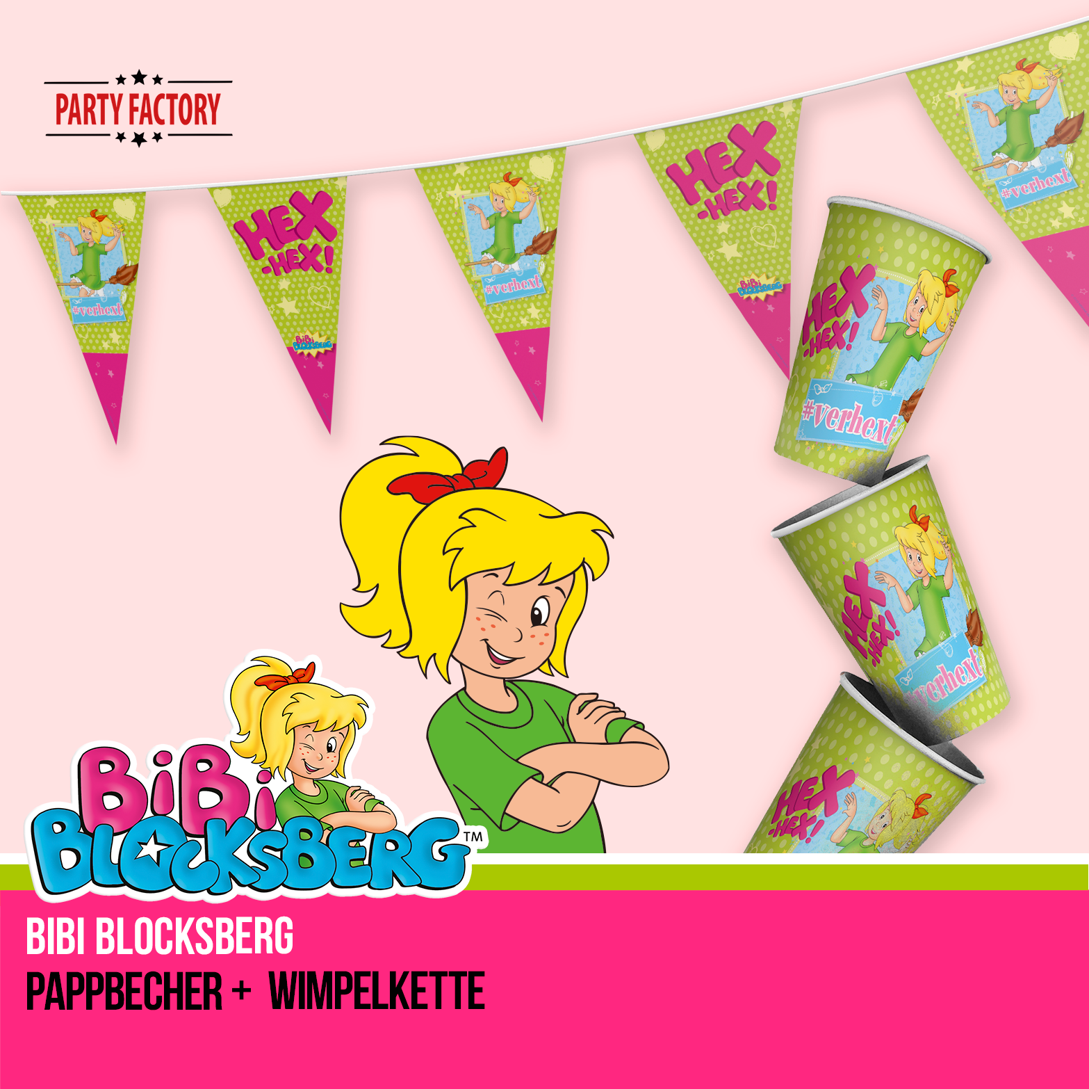 Bibi Blocksberg Partyset 51-tlg – Geschirr, Servietten, Wimpel & Geschenktüten 7