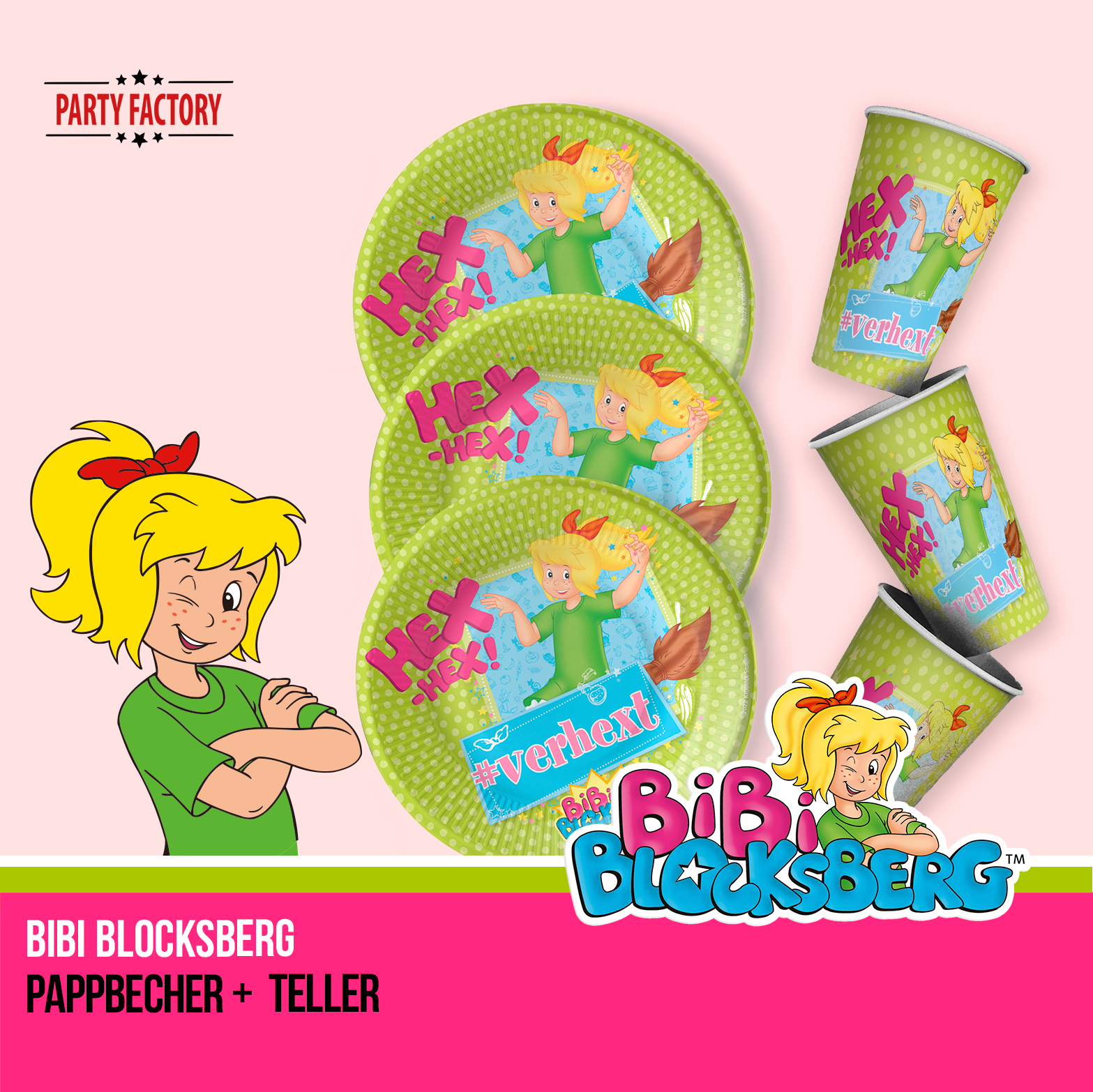 Bibi Blocksberg Partyset 50-tlg – Geschirr, Servietten & 10 Geschenktüten 7