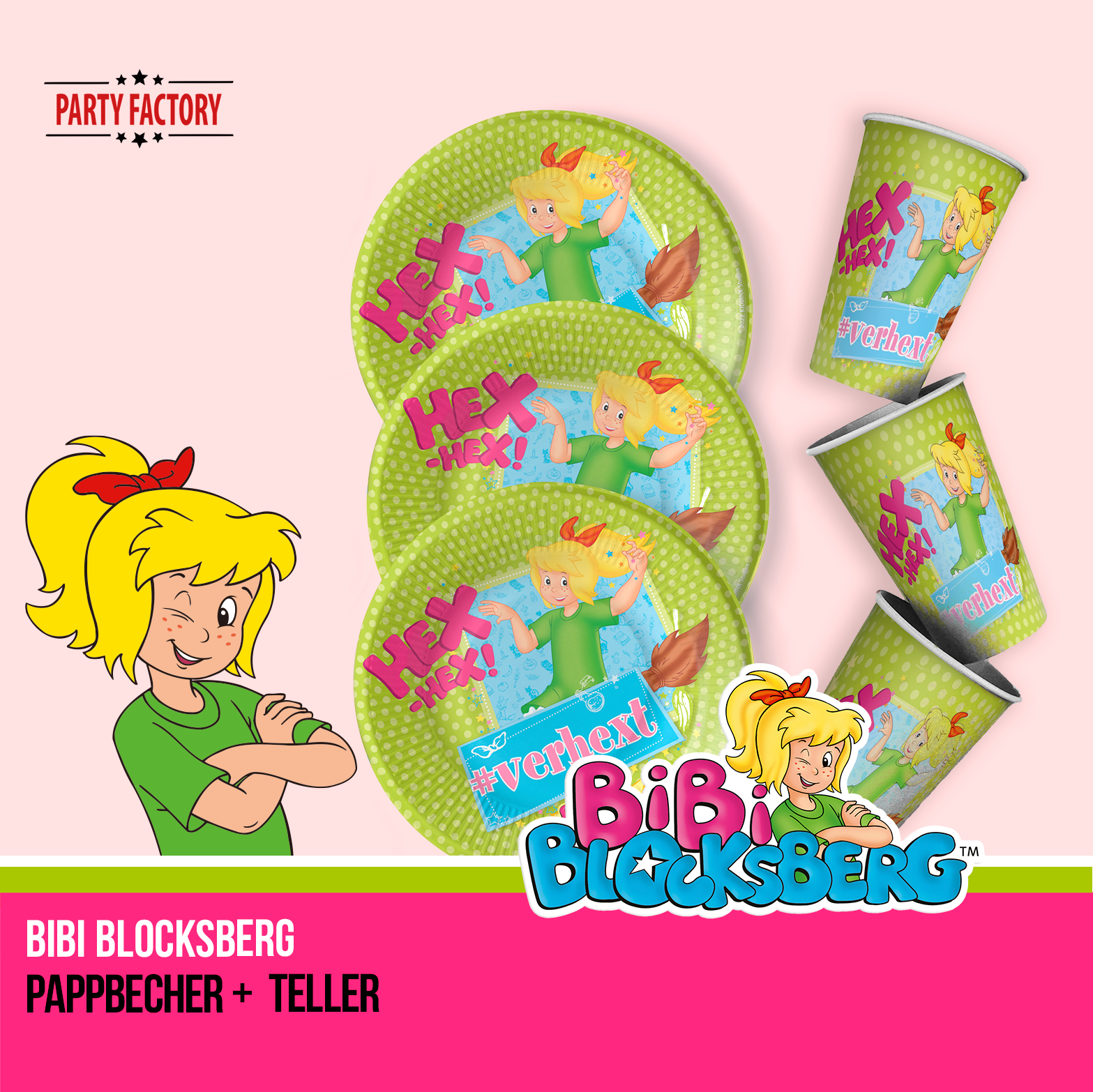 Bibi Blocksberg Partyset 100-tlg – Geschirr, Servietten & 20 Geschenktüten 7