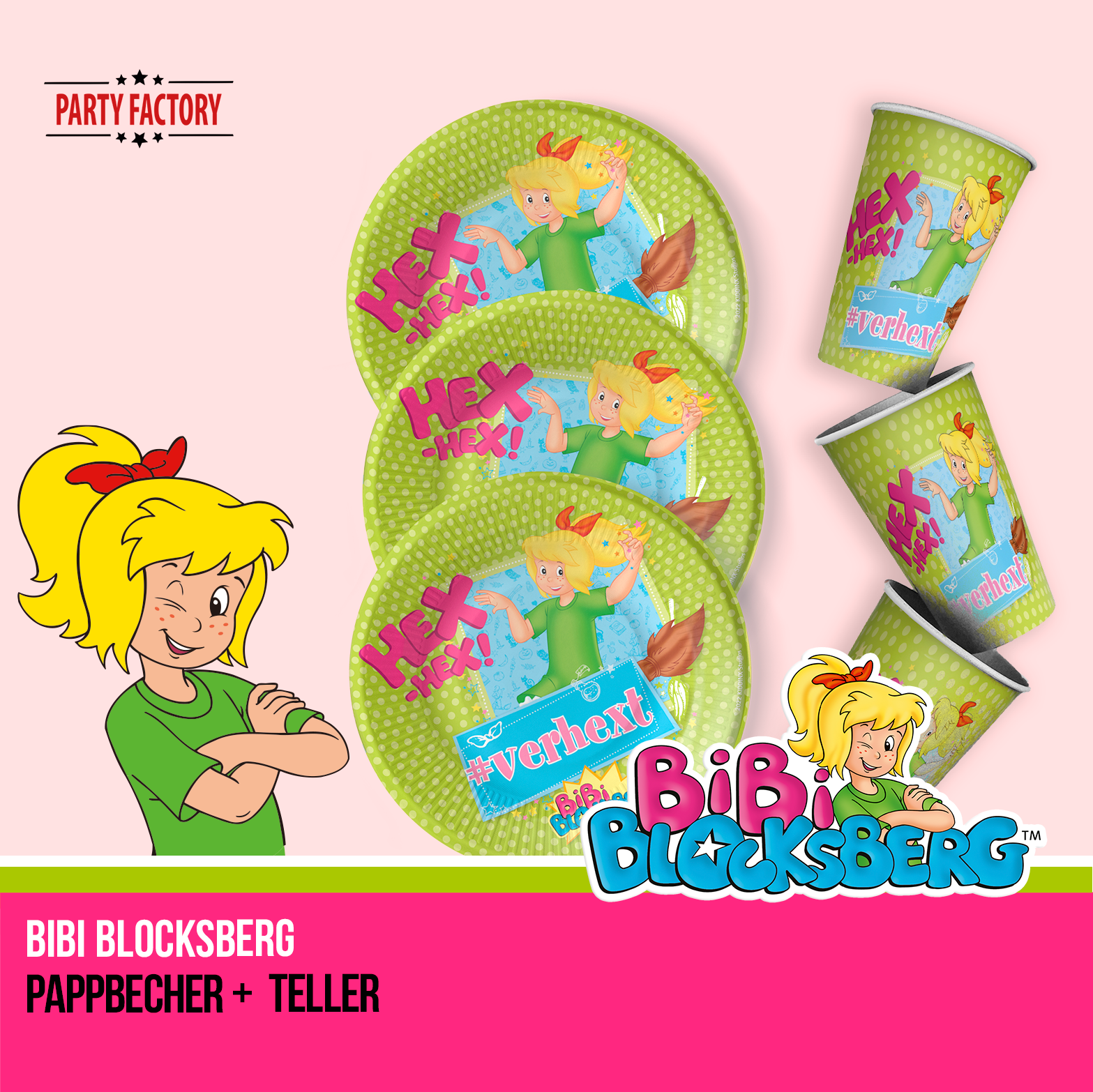 Bibi Blocksberg Partyset 52-tlg – Teller, Becher, Servietten, Tüten & Deko 7