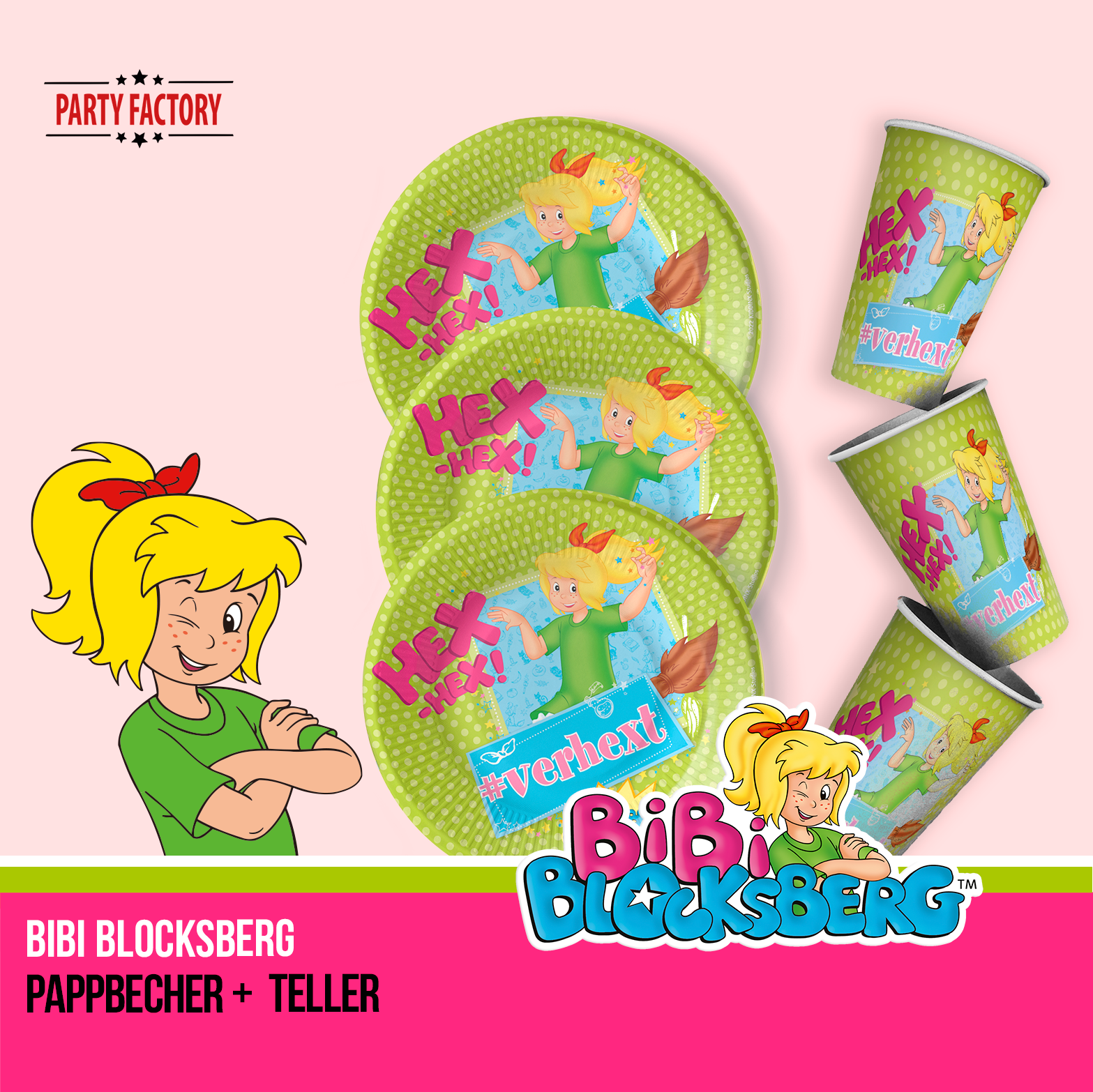Bibi Blocksberg Partyset 102-tlg – Geschirr, Servietten, Tischdeko & 20 Tüten 7