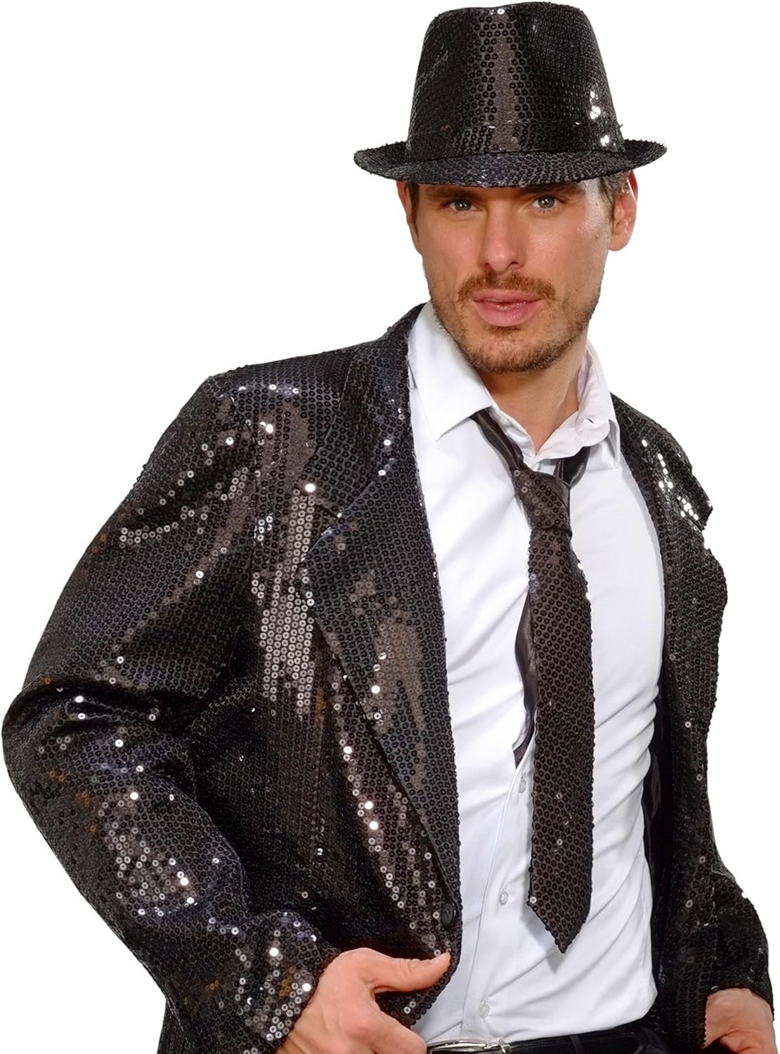 Paillettenkrawatte schwarz glänzende Party-Krawatte 2