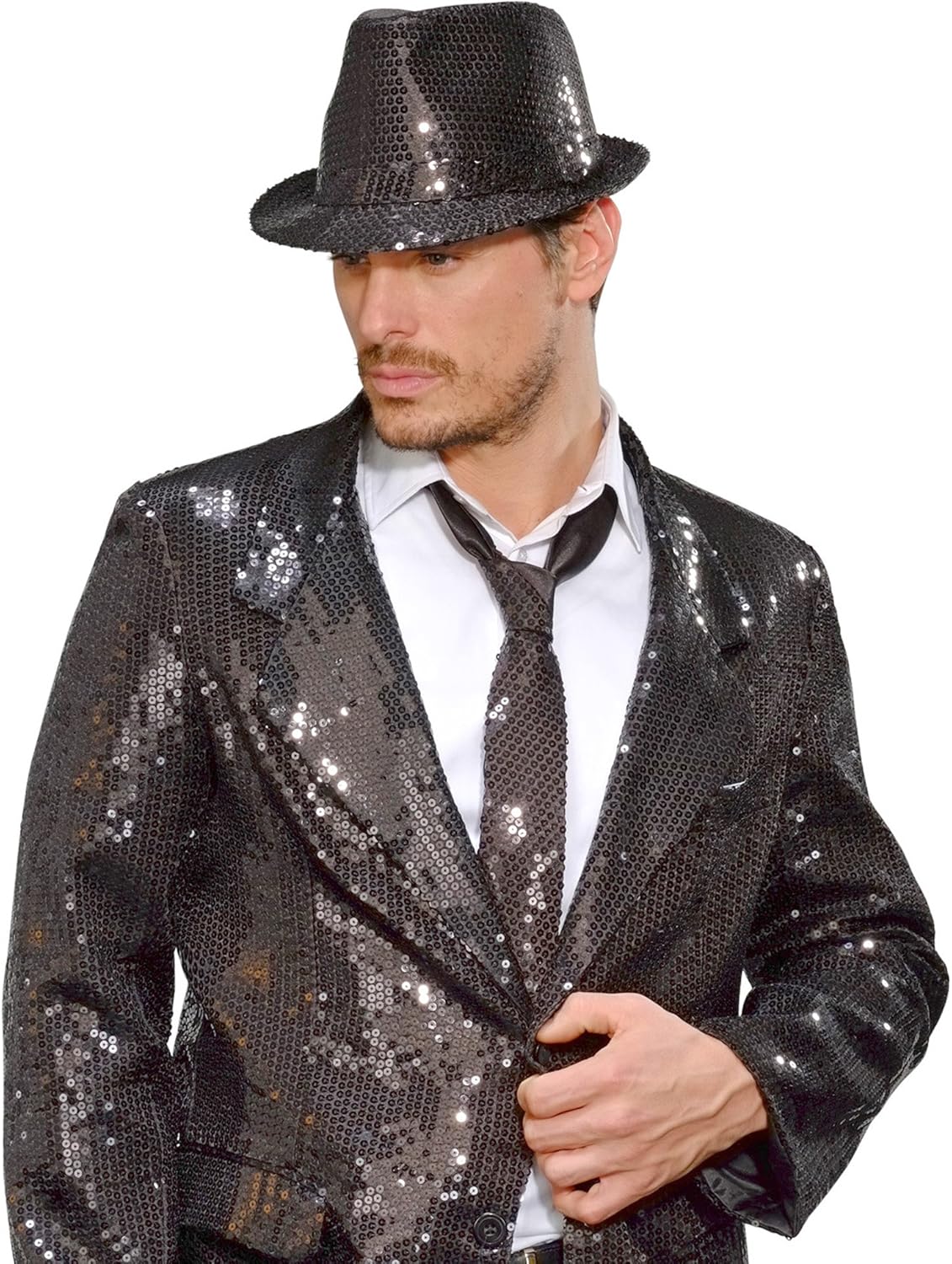 Paillettenkrawatte schwarz glänzende Party-Krawatte 3