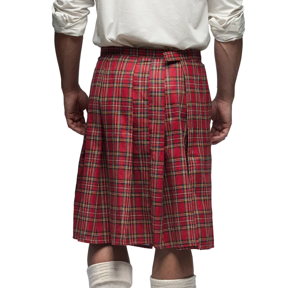Schottenrock MacKenzie rot – Verstellbarer Kilt mit Kunstpelz-Tasche für Herren 4