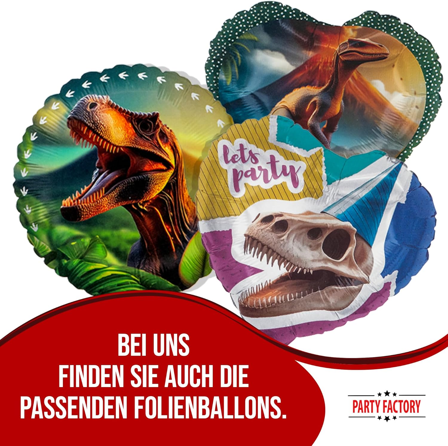 Dino Skelett Partyset – 4-teiliges Set mit Tellern, Bechern, Servietten & Wimpelkette im Retro-Comic-Design 6