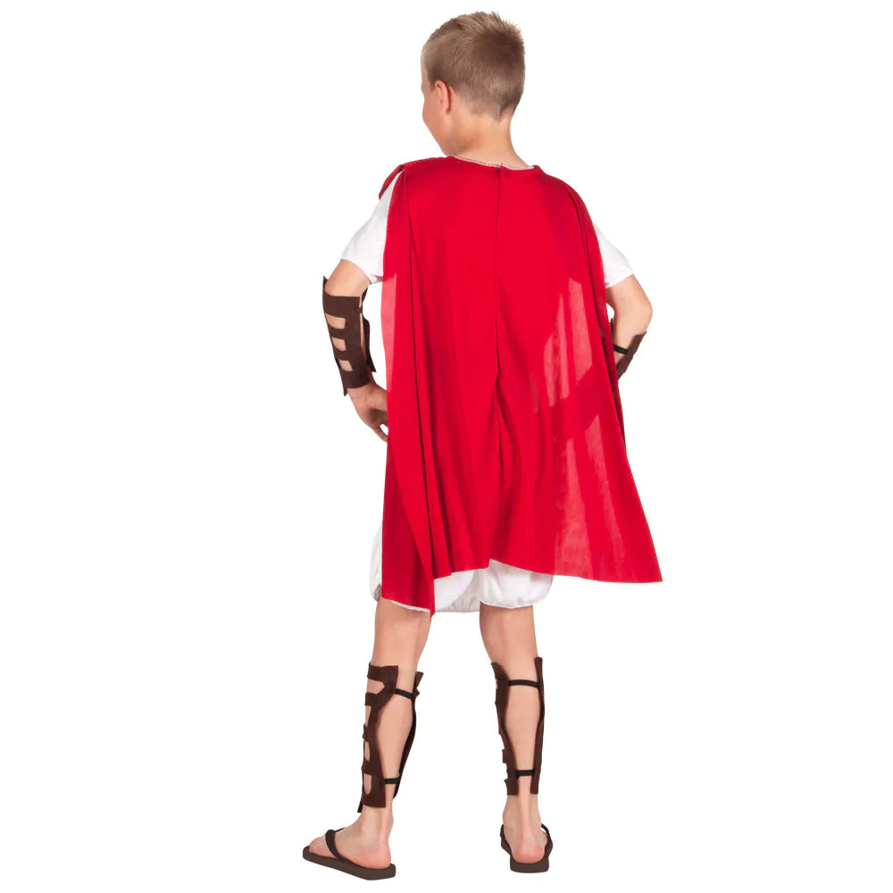 Kostüm Gladiator 5-tlg– Tunika mit Harnisch, Umhang, Arm- & Beinschienen 7–9 J. 2