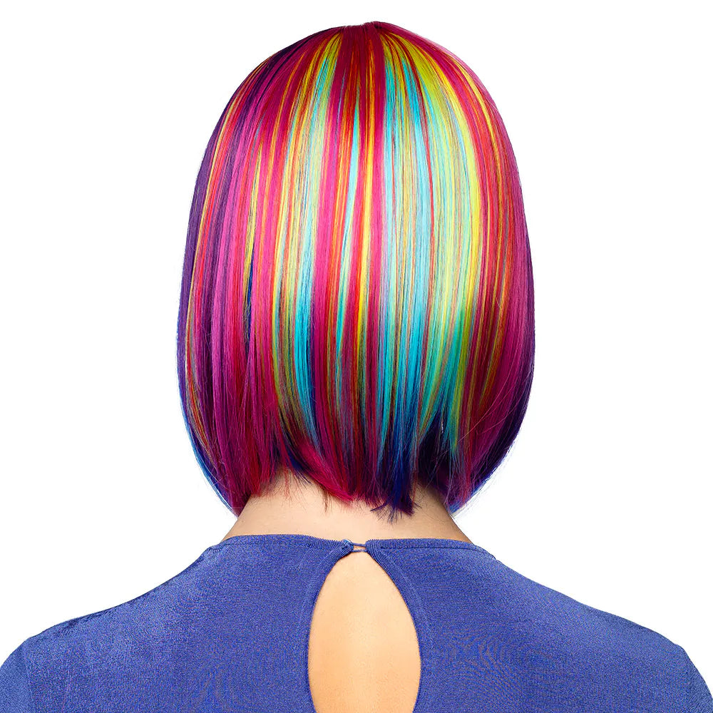 Perücke Unity - Regenbogenfarbene Bob-Perücke mit Pony für Karneval & Festival 3