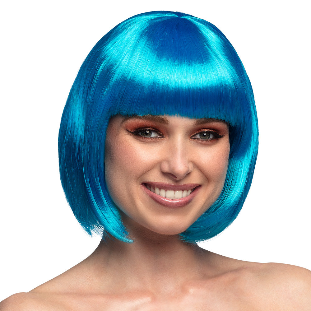 Perücke Cabaret hellblau – Kurzhaar Bob mit Pony für Damen, Karneval & Fasching