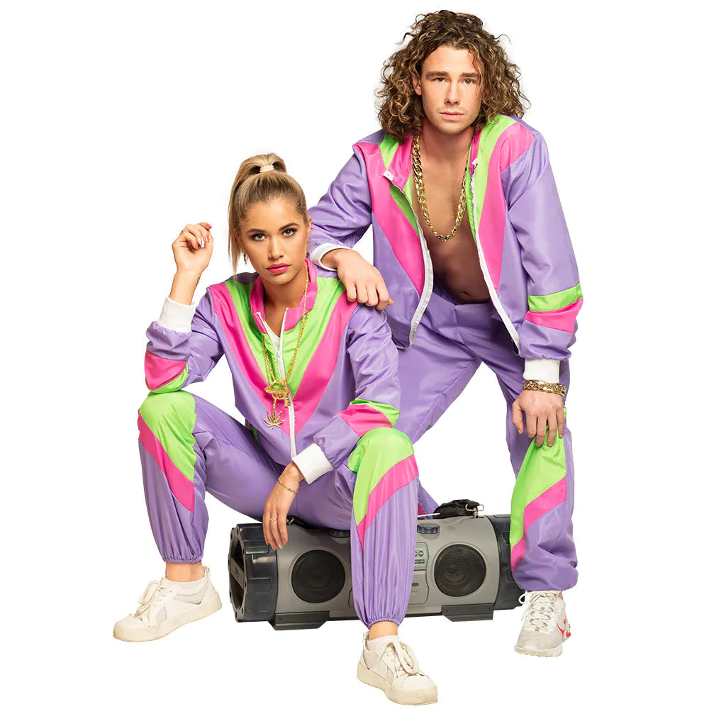 Trainingsanzug Retro 80-er in Lila UV Damen Herren S M L XL typisch 80er Jahre 6
