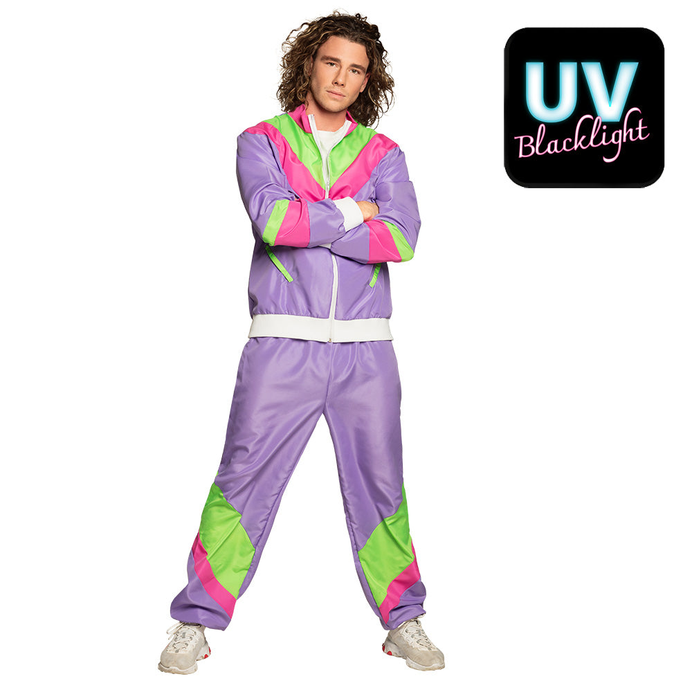 Trainingsanzug Retro 80-er in Lila UV Damen Herren S M L XL typisch 80er Jahre 2