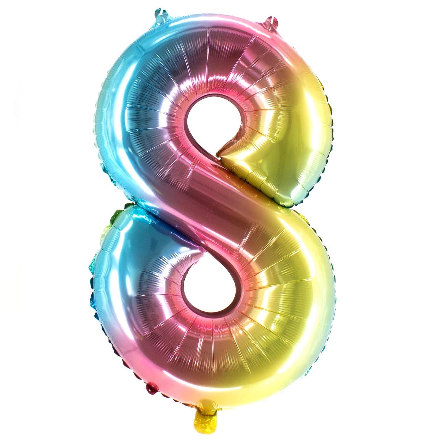Folienballons Zahlenballon Regenbogen 100 cm Zahl 0 bis 9 glänzend 13