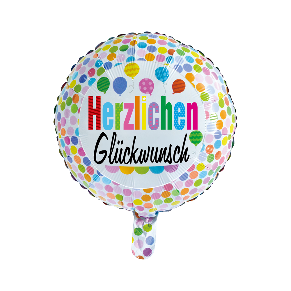 Folienballon Herzlichen Glueckwunsch rund 45cm
